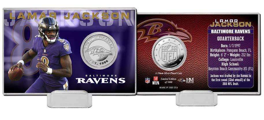 Highland Mint NFL Baltimore Ravens Lamar Jackson Silver Coin Card