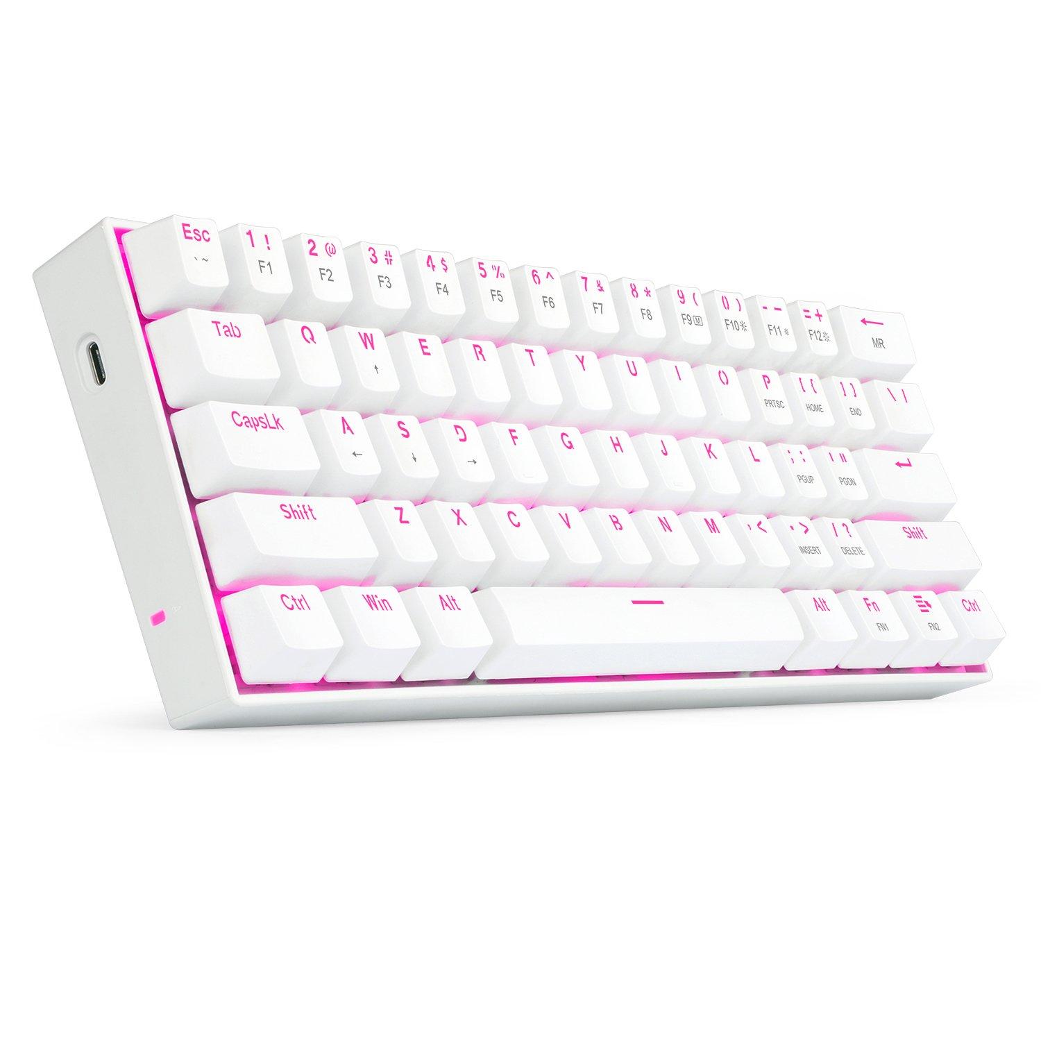 Redragon K630 Pink Backlit Brown Switch Mechanical Wired Gaming Keyboard