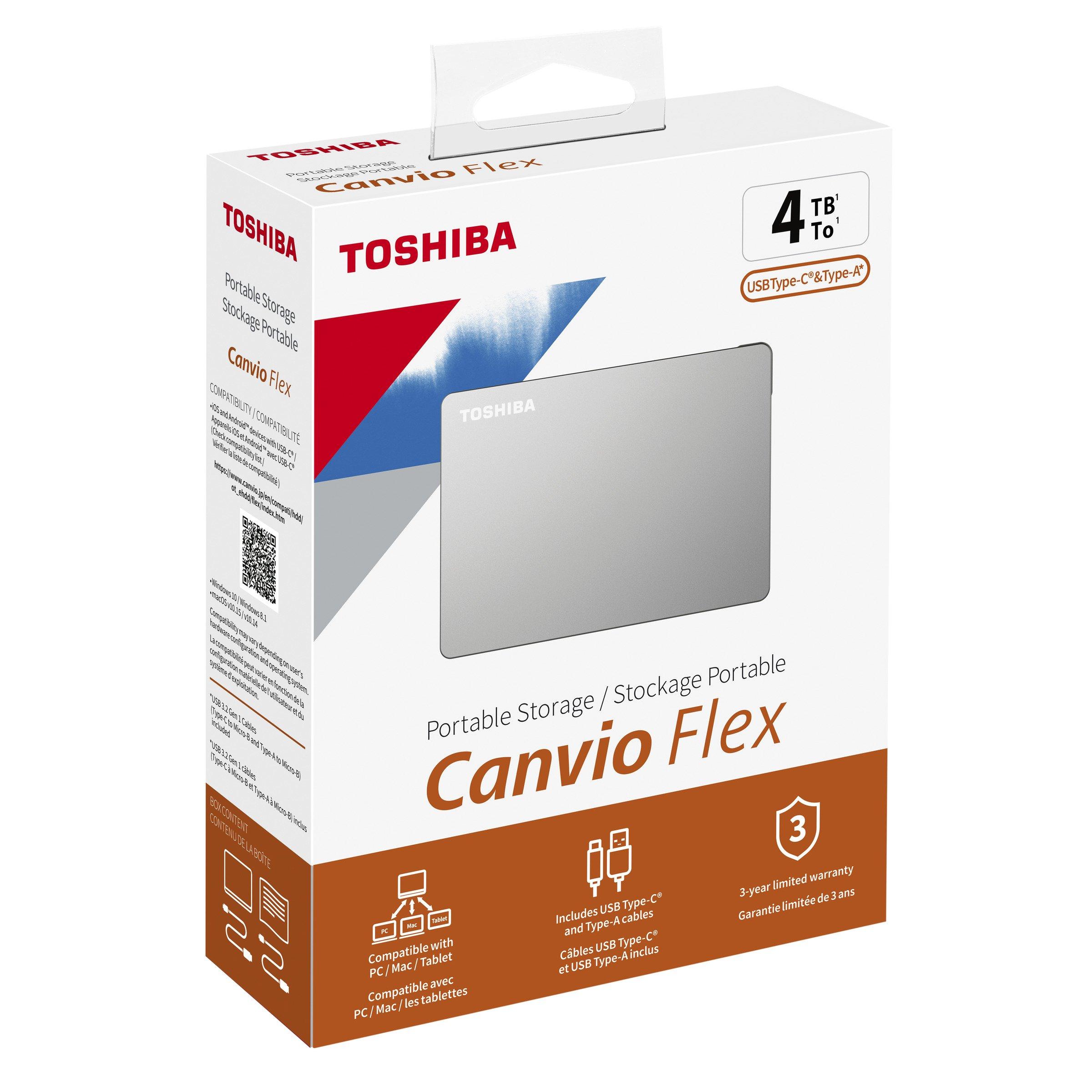 list item 9 of 28 Toshiba Canvio Flex Portable External Hard Drive 4TB Silver