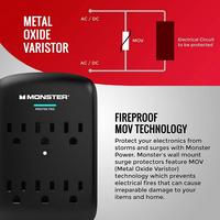 list item 3 of 9 Monster Wall Tap Surge Protector 6 Outlet