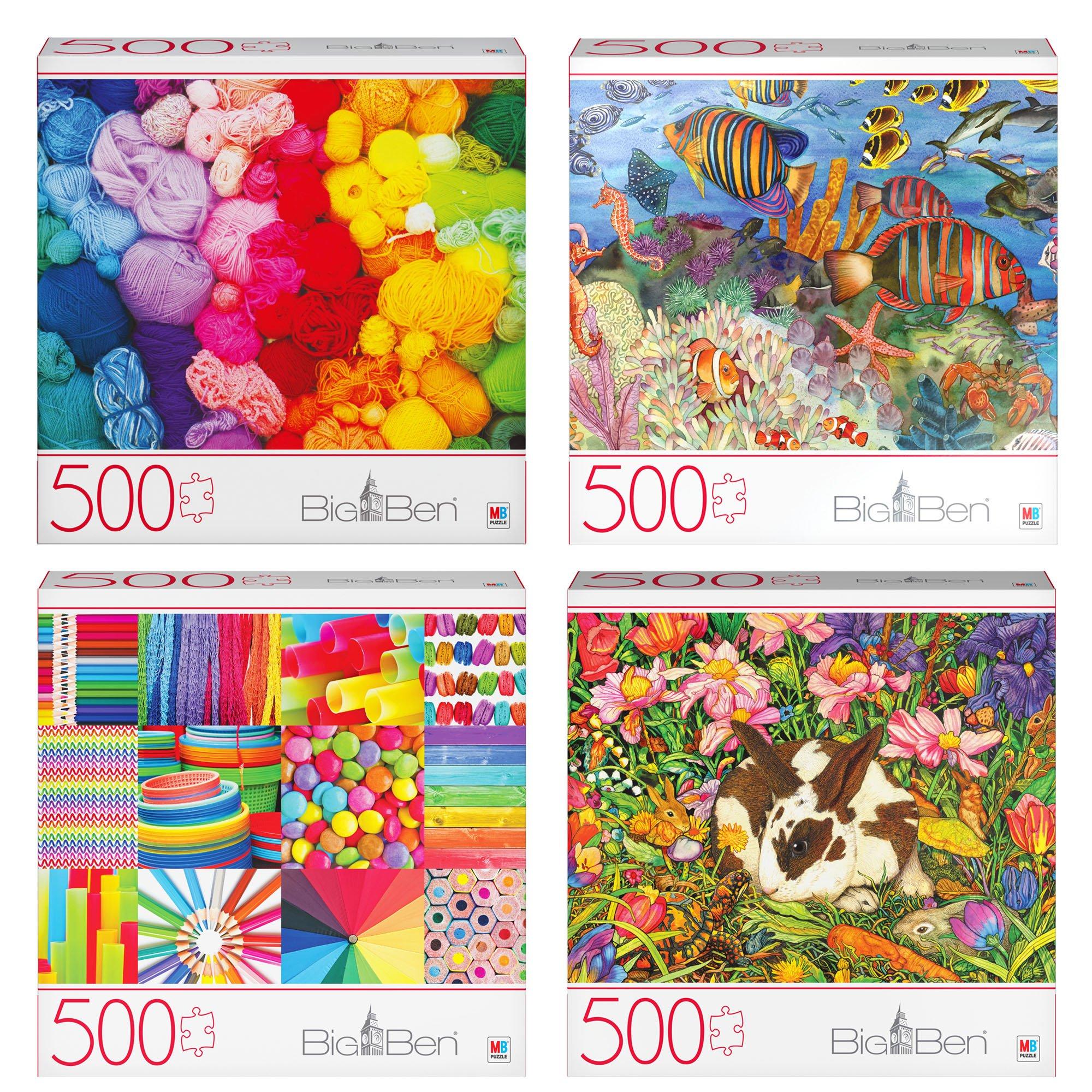 Milton Bradley Big Ben Luxe Gray Board 500 Piece Puzzle with Poster (Assortment)