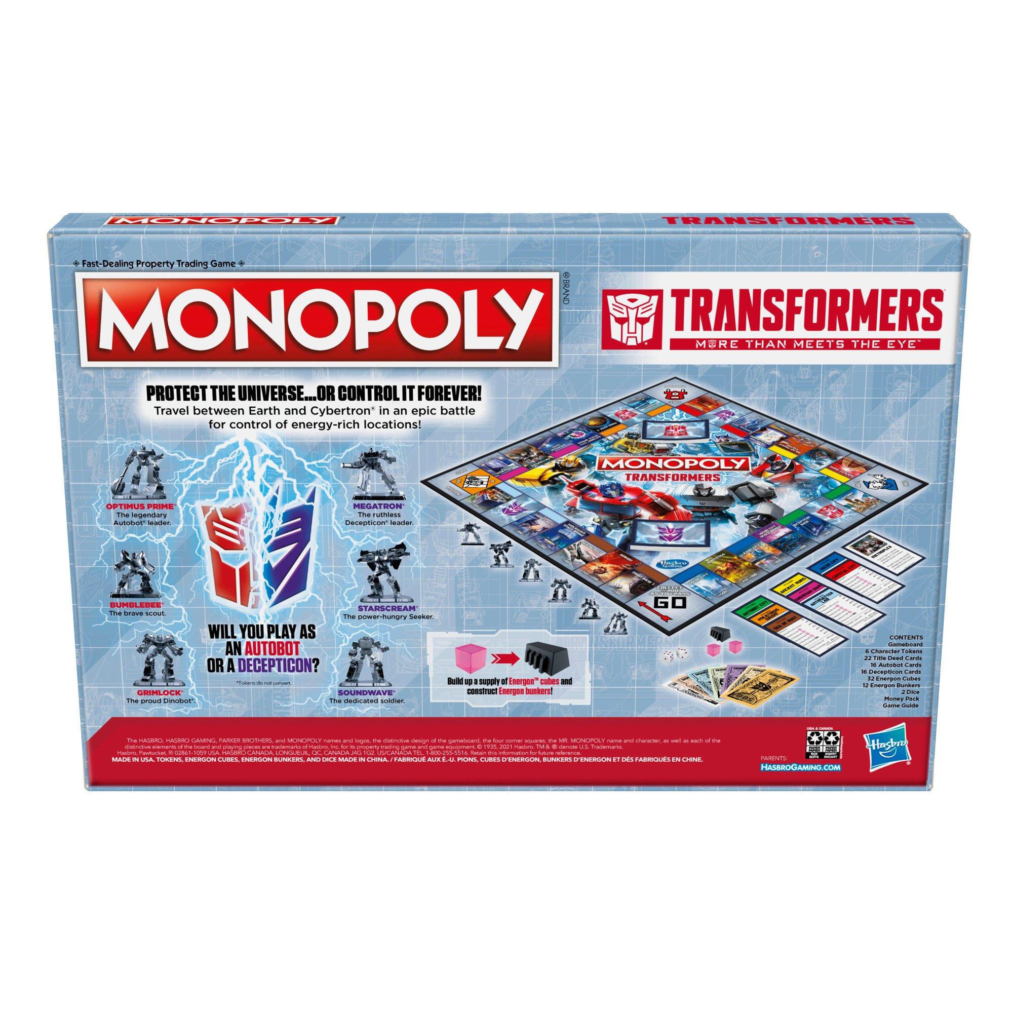 Monopoly Transformers Edition Board Game