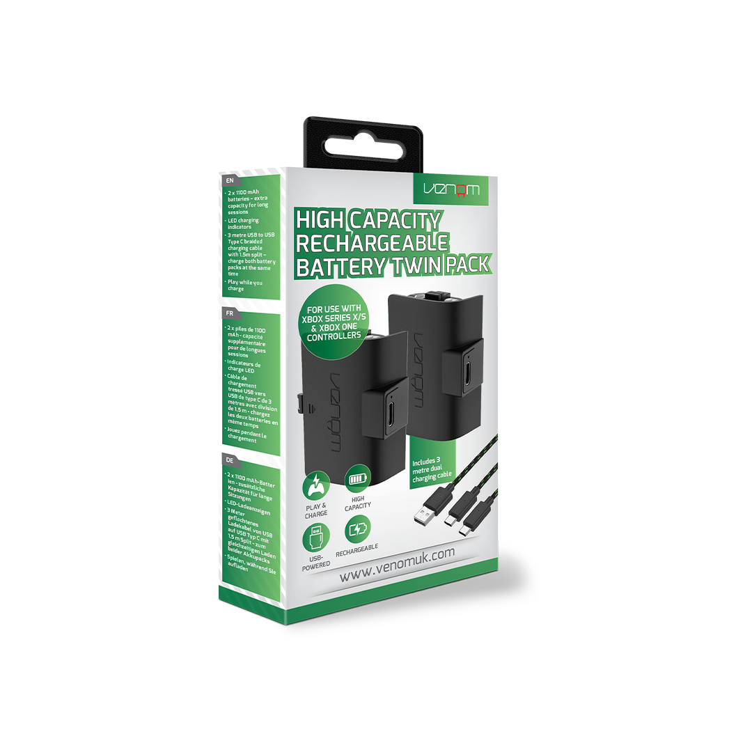 Venom High-Capacity Rechargeable Battery Pack for Xbox Series X/S and Xbox One Controllers 2 Pack