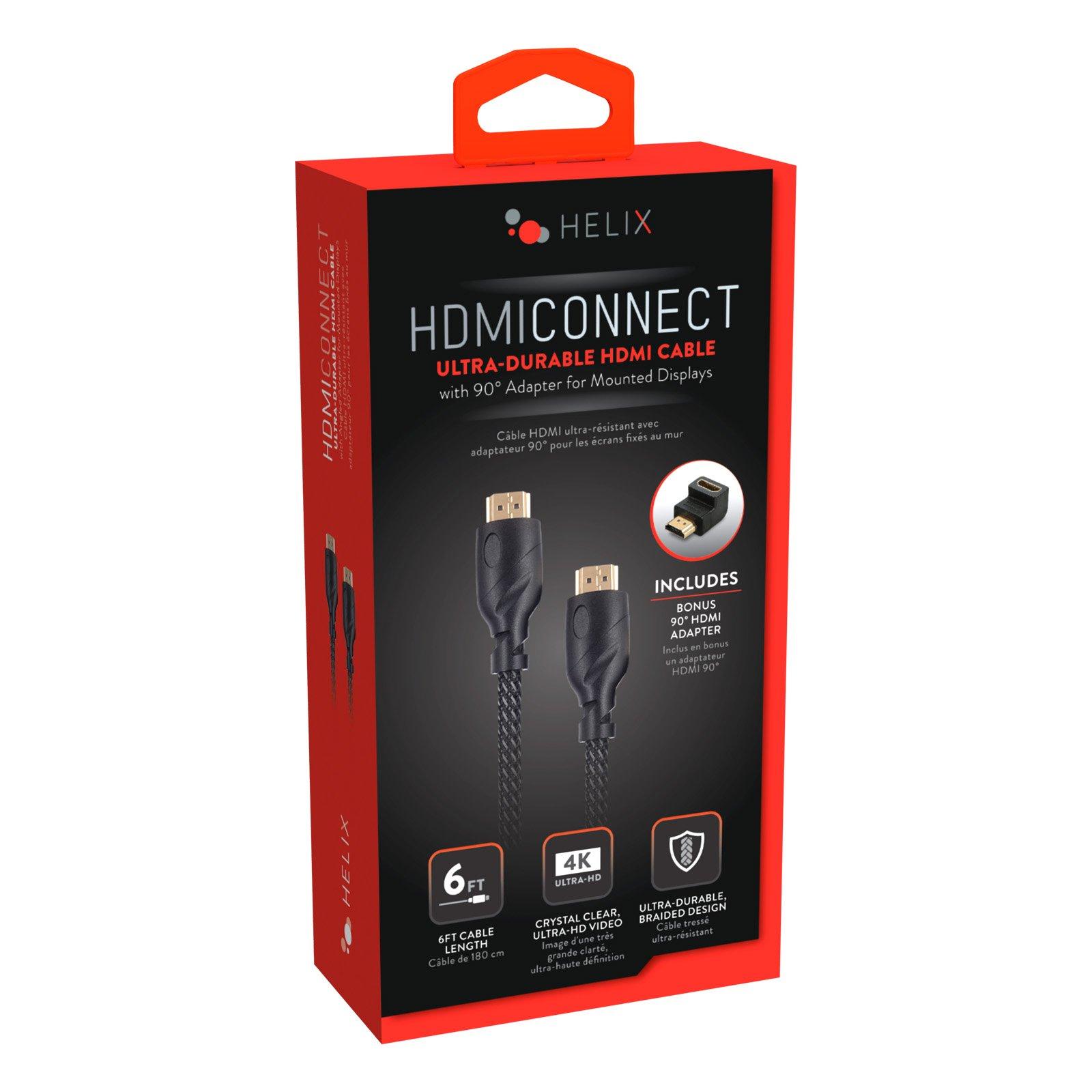 Helix UltraDurable 6ft 4K HDMI Cable with 90 Degree Adapter
