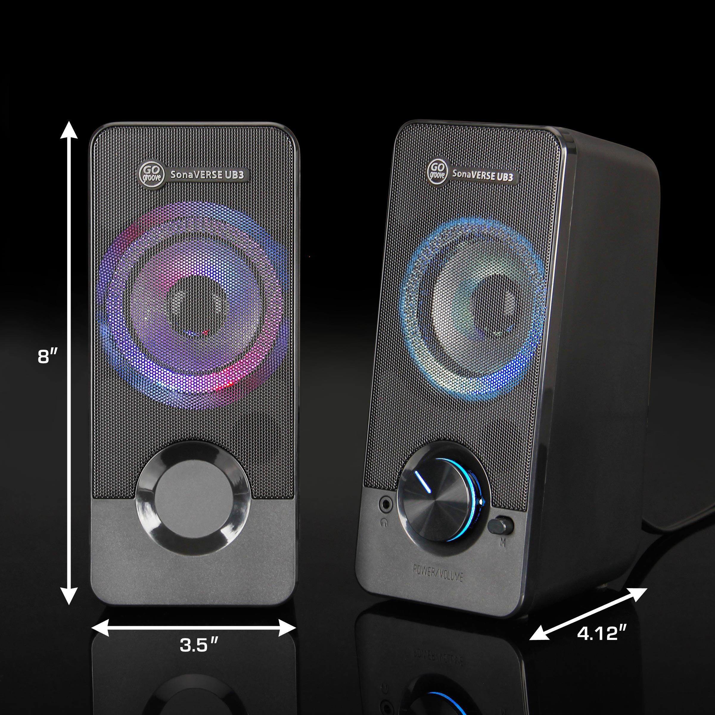 GOgroove SonaVERSE UB3 LED USB Desktop Computer Speakers
