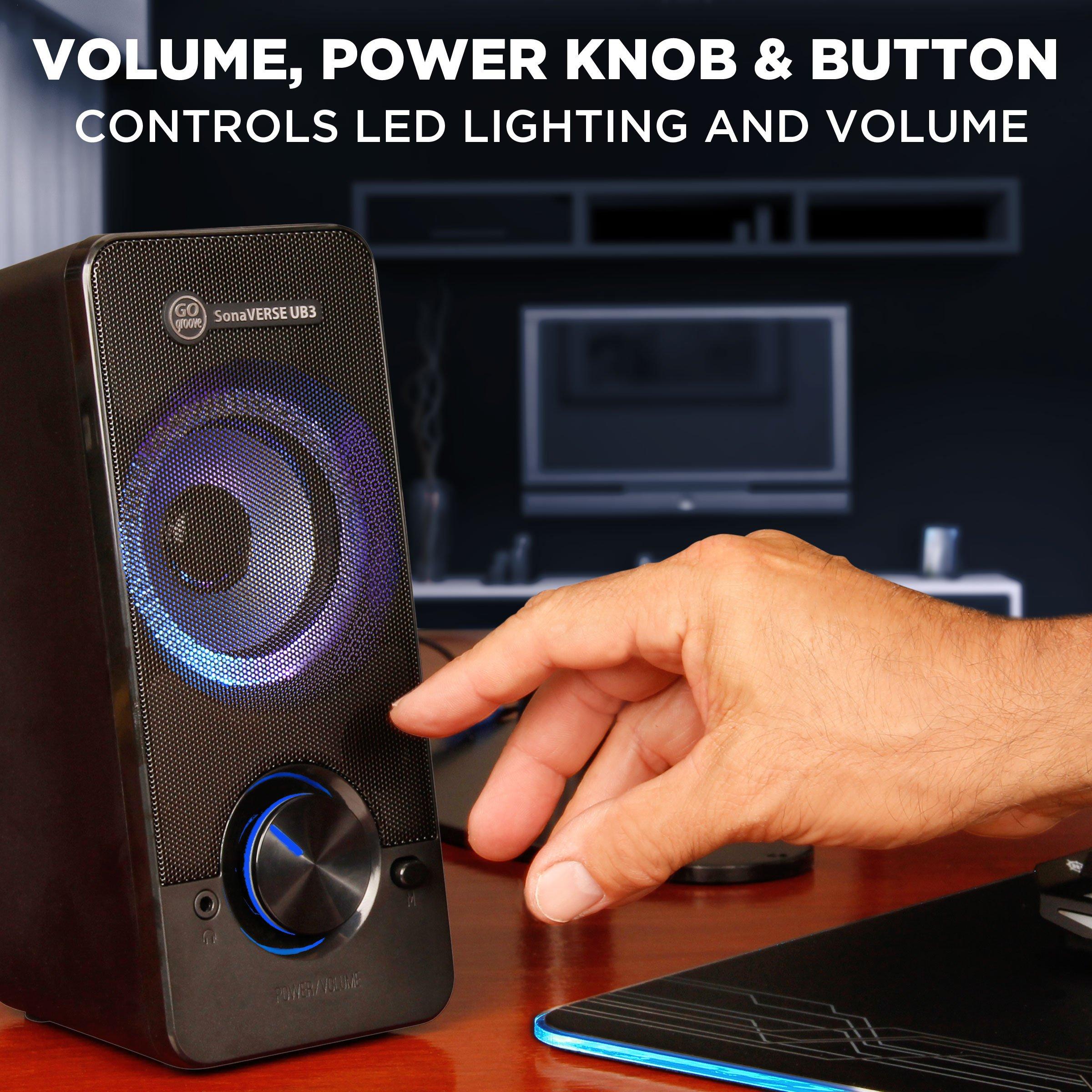 GOgroove SonaVERSE UB3 LED USB Desktop Computer Speakers