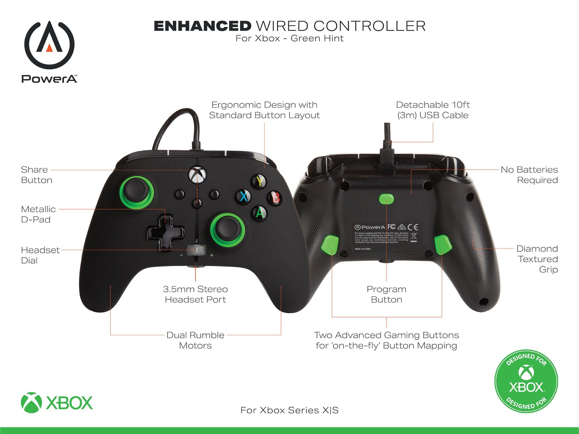 PowerA Enhanced Wired Controller for Xbox Series X/S - Green Hint