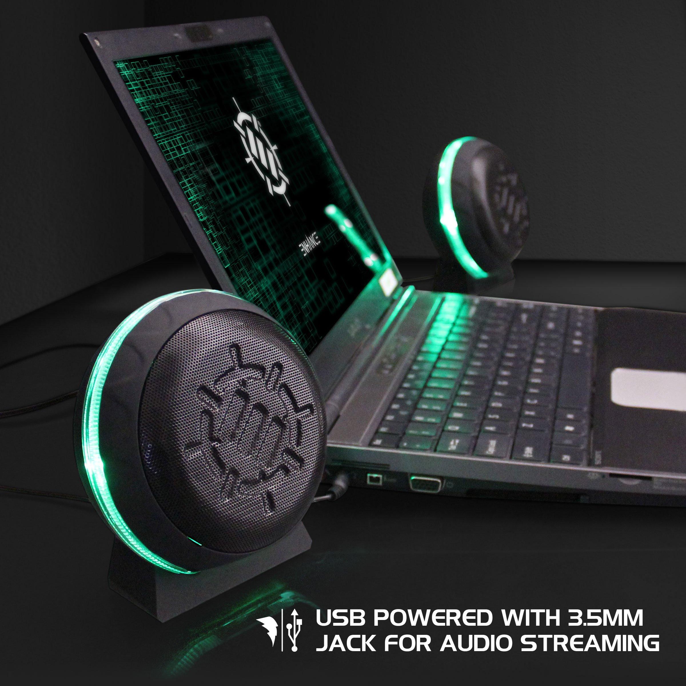 ENHANCE SL2 LED Gaming Computer Speakers Green