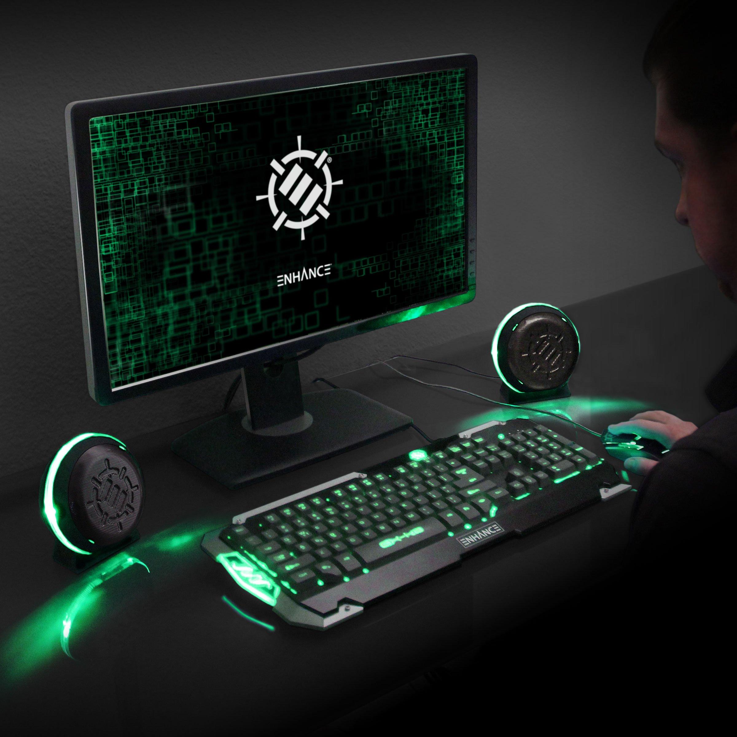 ENHANCE SL2 LED Gaming Computer Speakers Green