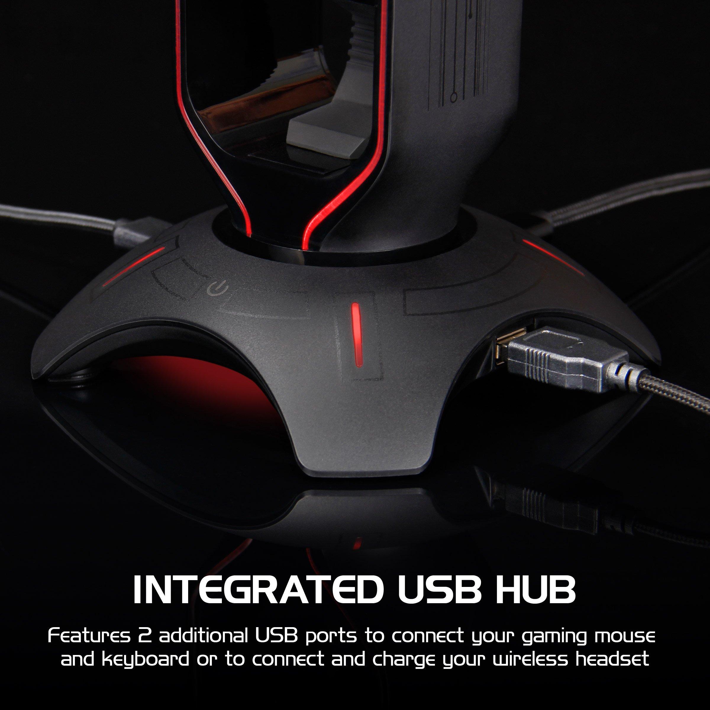 Enhance gaming headset stand headphone online holder with 4 port usb hub