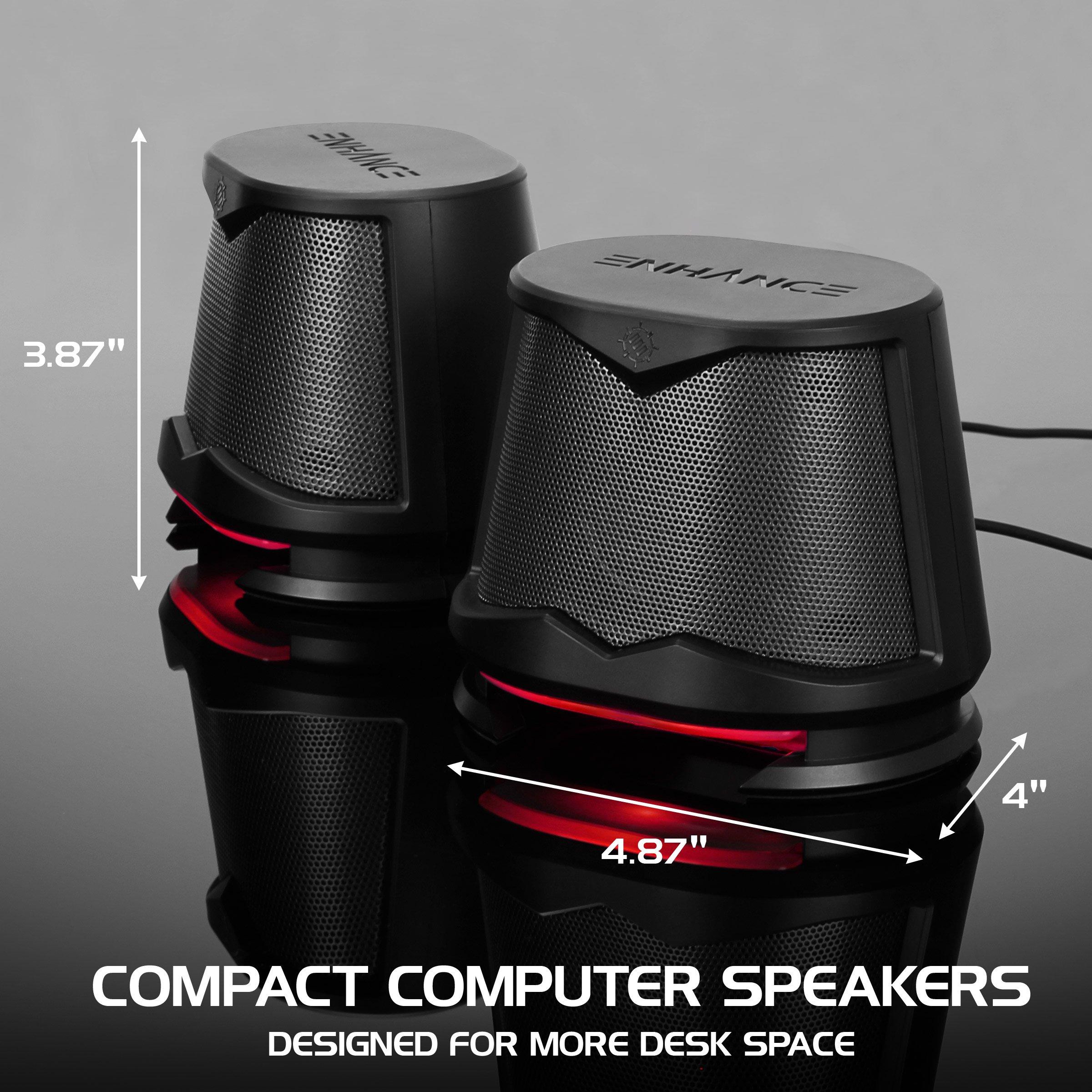 ENHANCE SB2 LED Gaming Computer Speakers Red