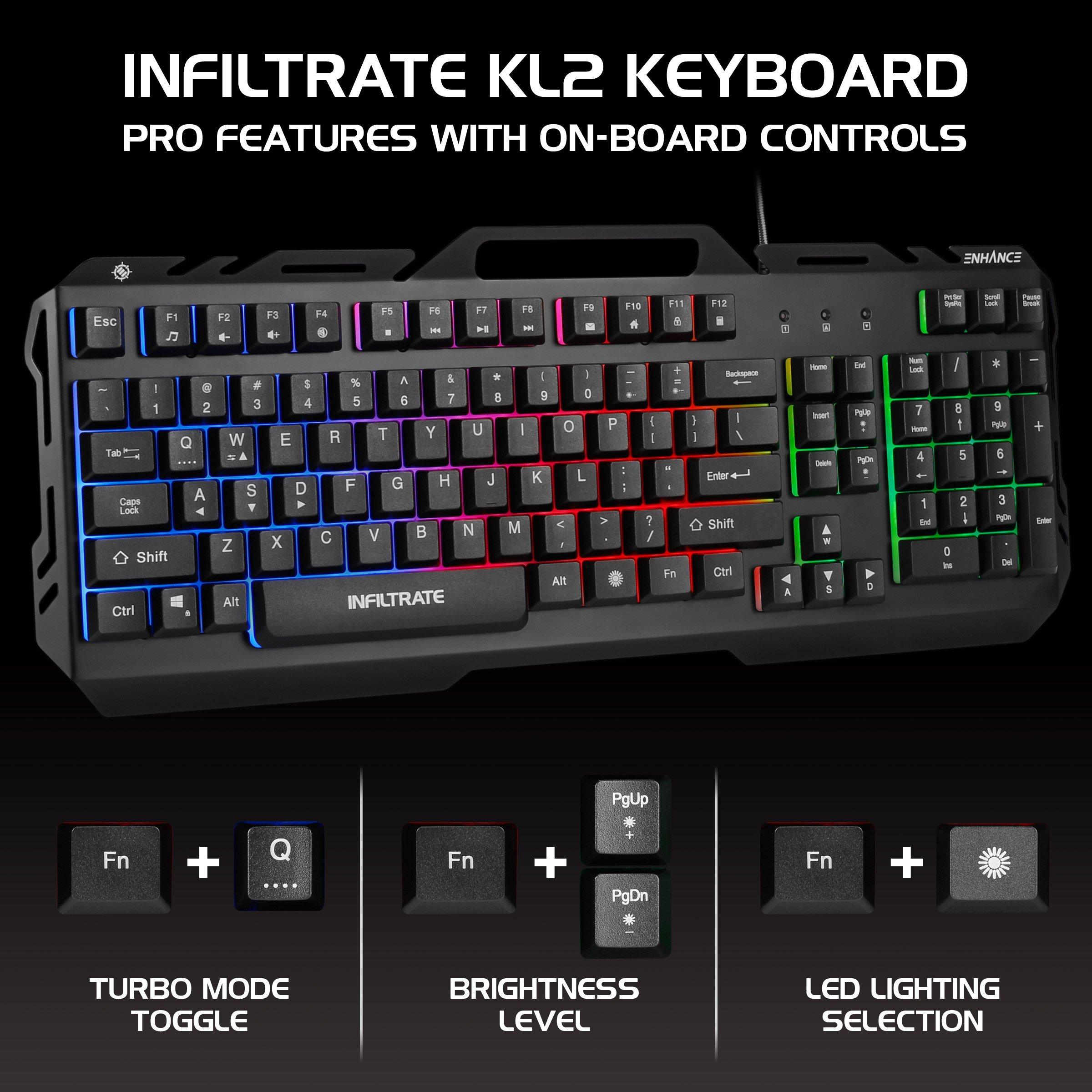 ENHANCE Infiltrate KL2 LED Gaming Keyboard