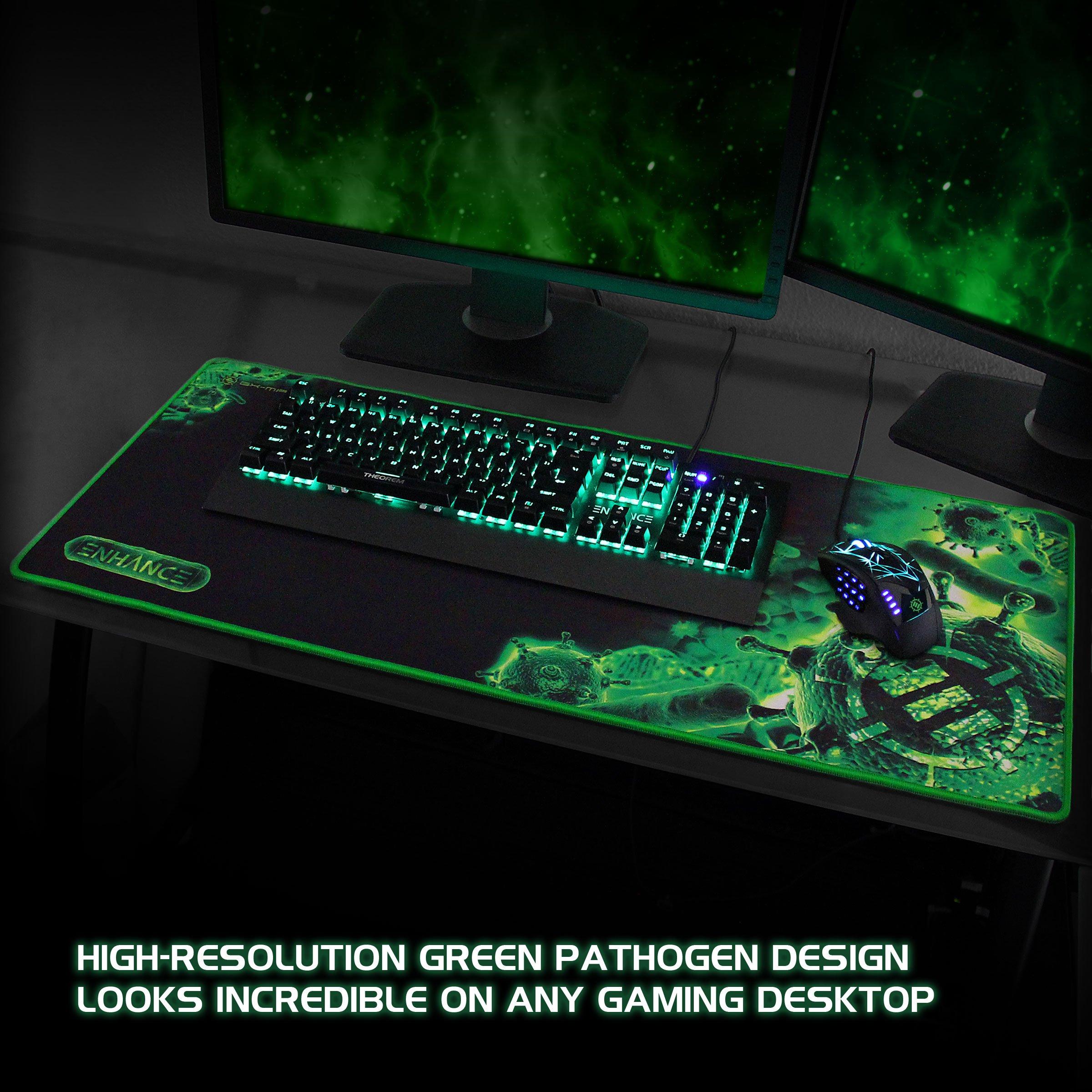 list item 2 of 9 ENHANCE Pathogen XXL Extended Gaming Mouse Pad Green