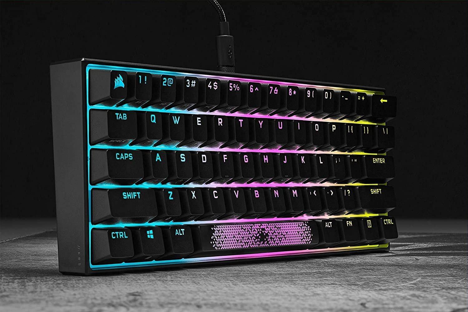 Clavier Gamer mécanique (Cherry MX Red) Corsair K65 Mini 60% RGB (Noir) -  Corsair