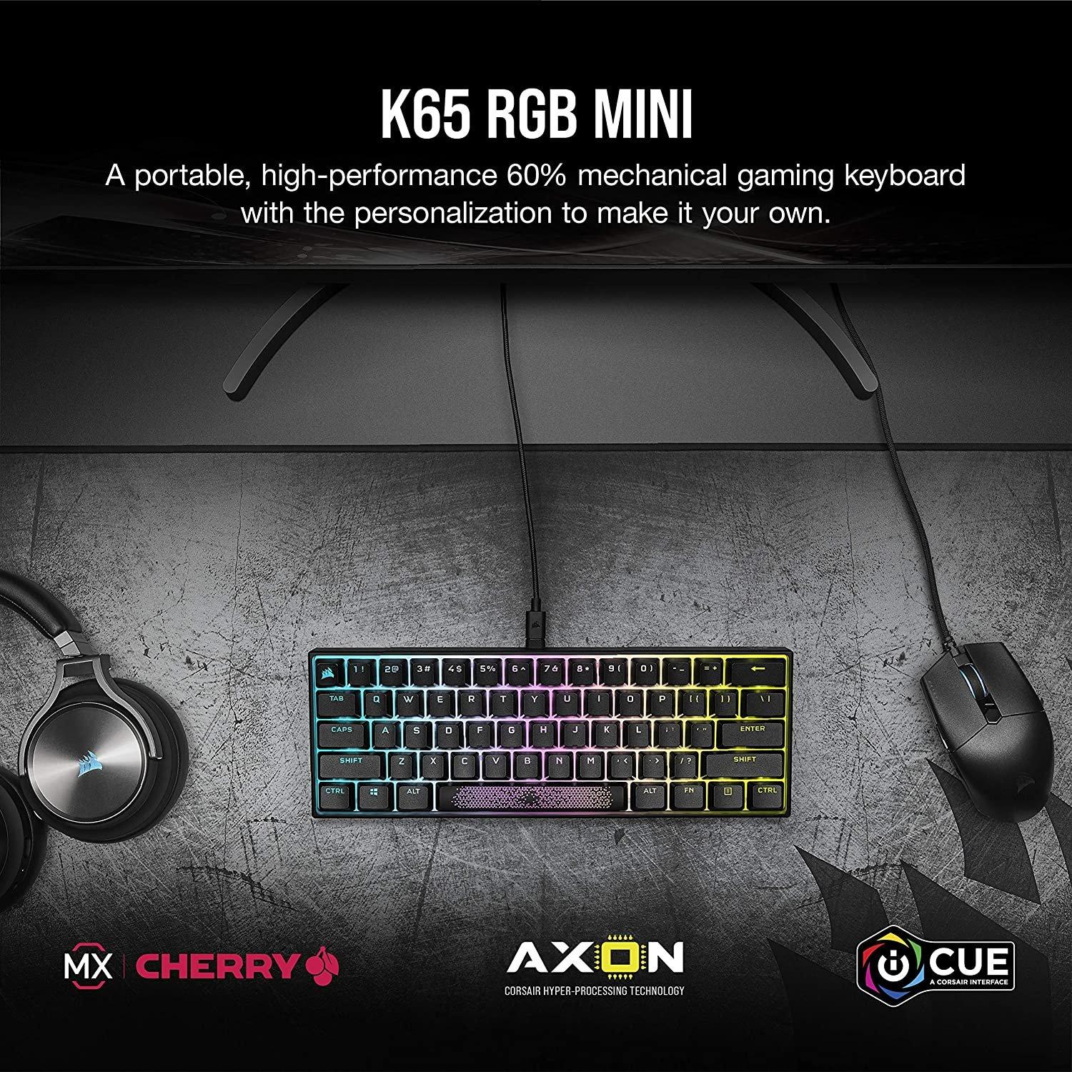 CORSAIR K65 RGB MINI 60% Cherry MX Speed Switches Mechanical Gaming  Keyboard