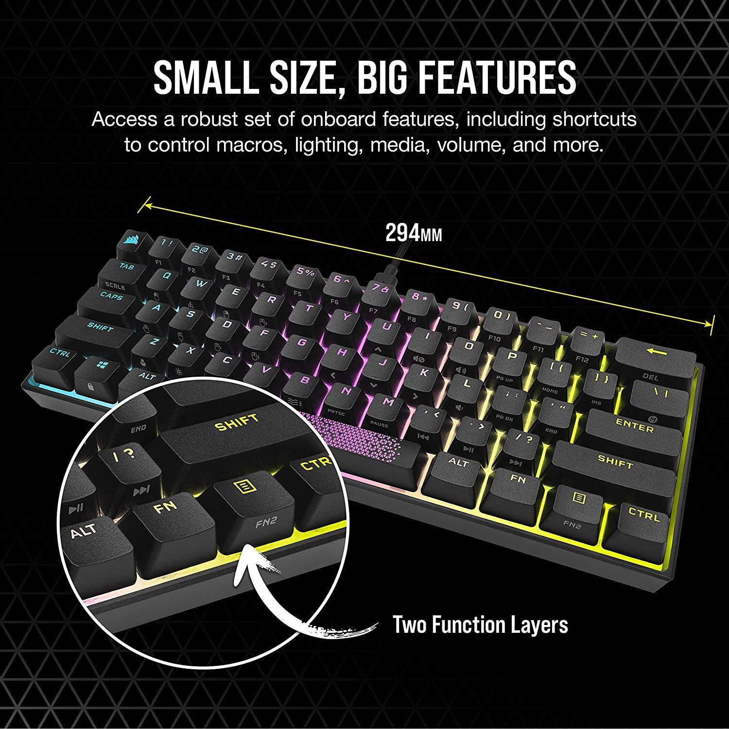 CORSAIR K65 RGB MINI 60% Cherry MX Speed Switches Mechanical Gaming ...