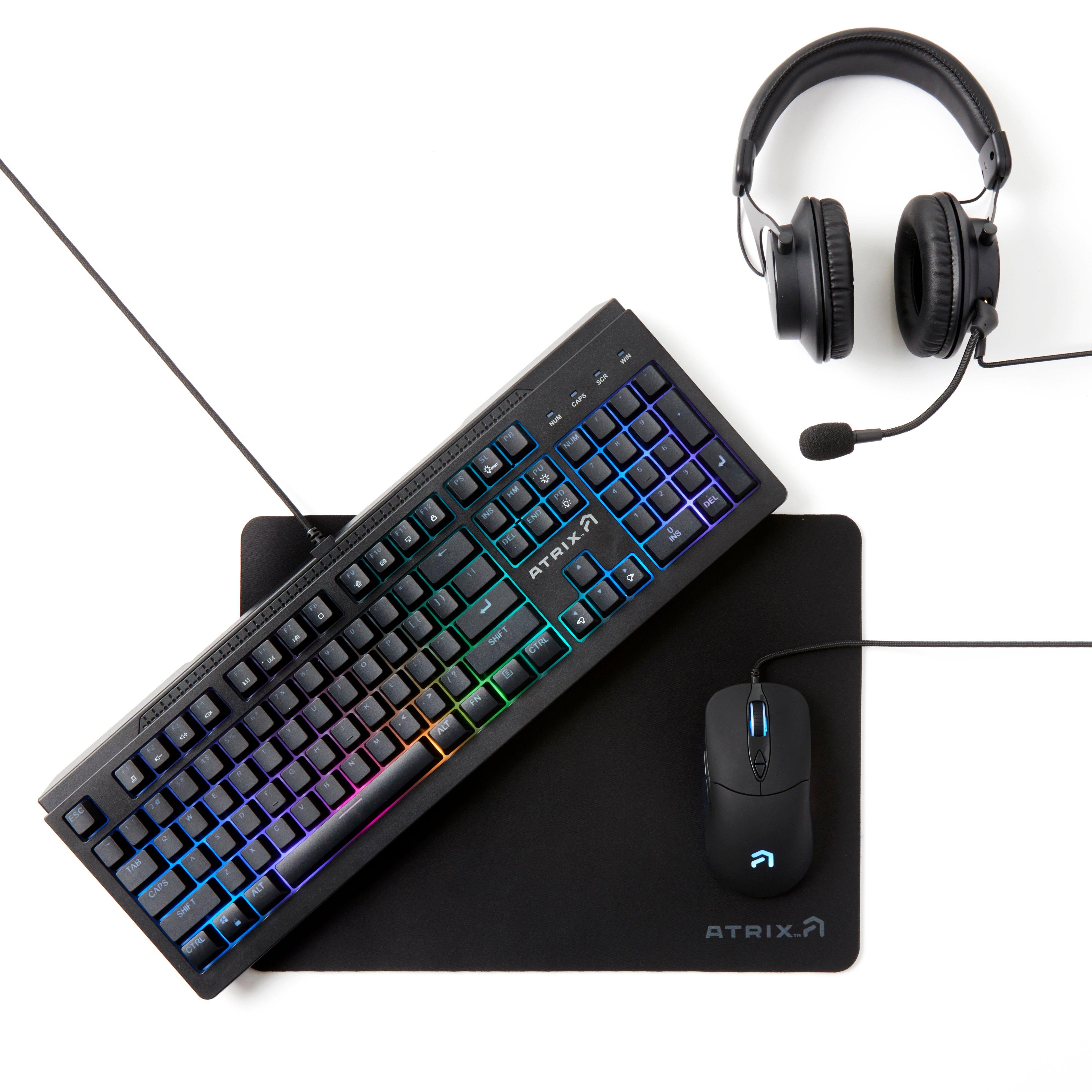 Repellent censorship steamer Atrix PC Gaming Bundle with L-Series Wired Gaming Headset, Wired Gaming  Keyboard with RGB, 7-Button Wired Gaming Mouse, and Mouse Pad