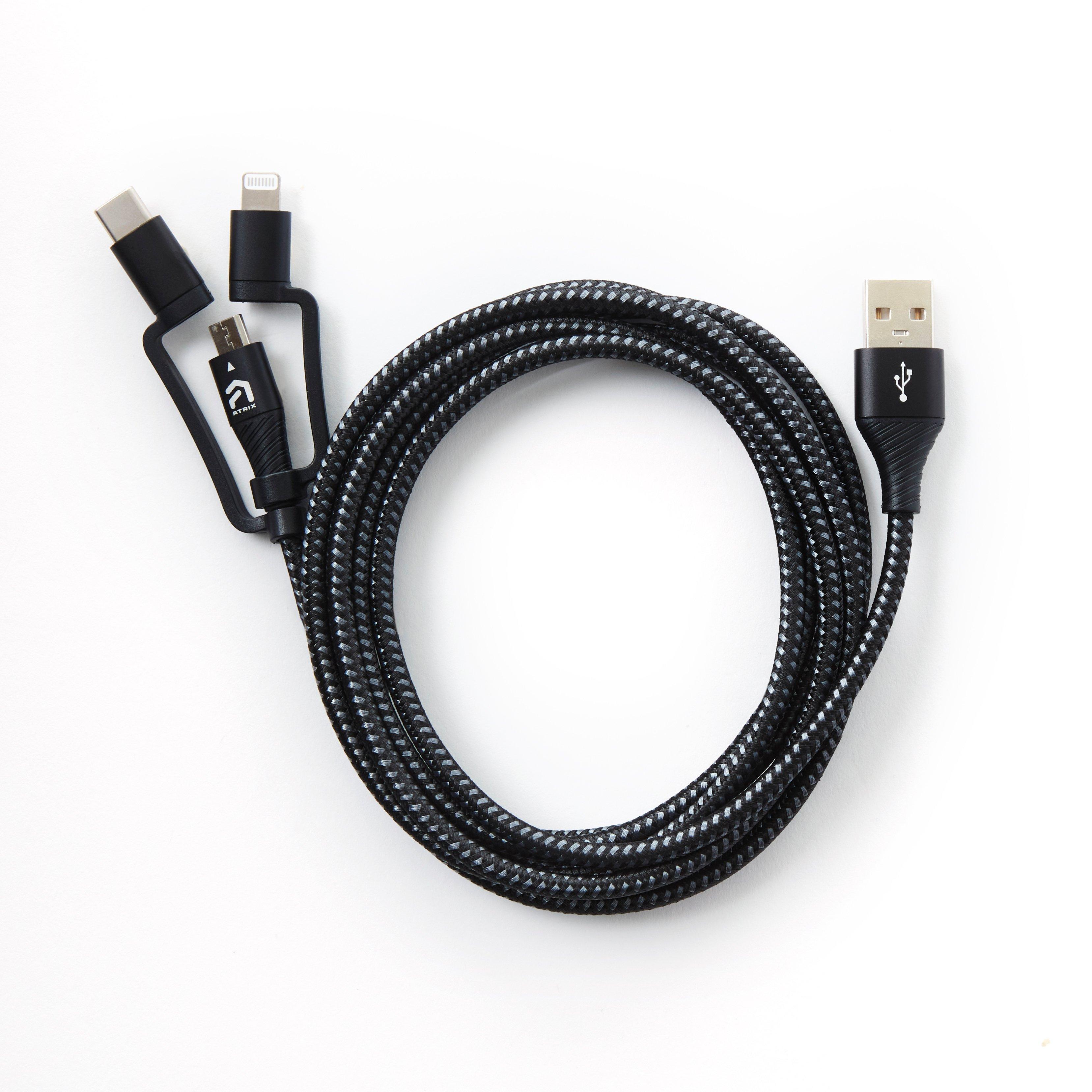 hemel De waarheid vertellen Gebakjes Atrix 3-in-1 Braided Nylon Charging Cable for Lightning, USB-C and Micro-USB  Devices GameStop Exclusive | GameStop