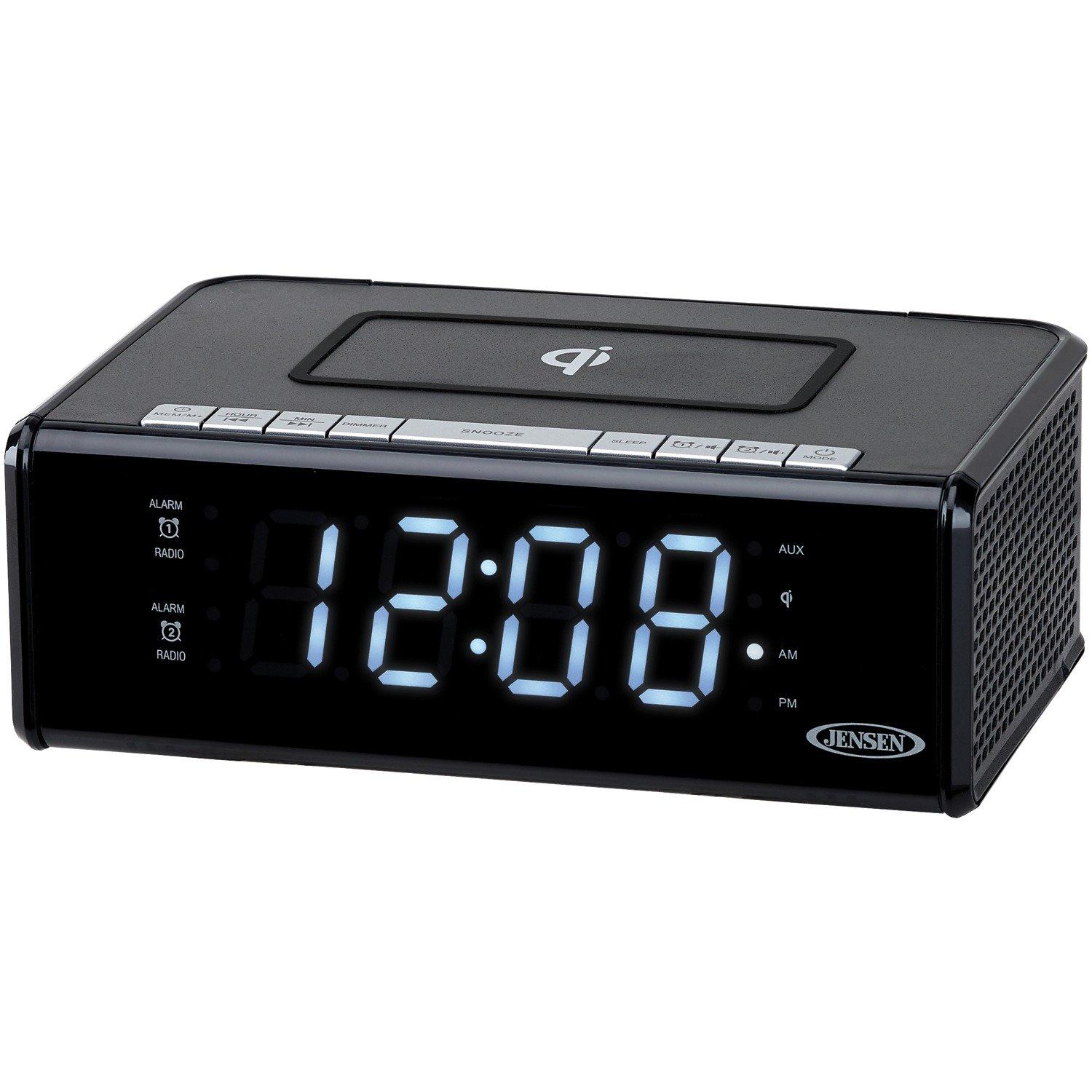 Charging Qicr-50 Dual Alarm Clock Radio With Wireless Qi Jensen qicr50 r r 