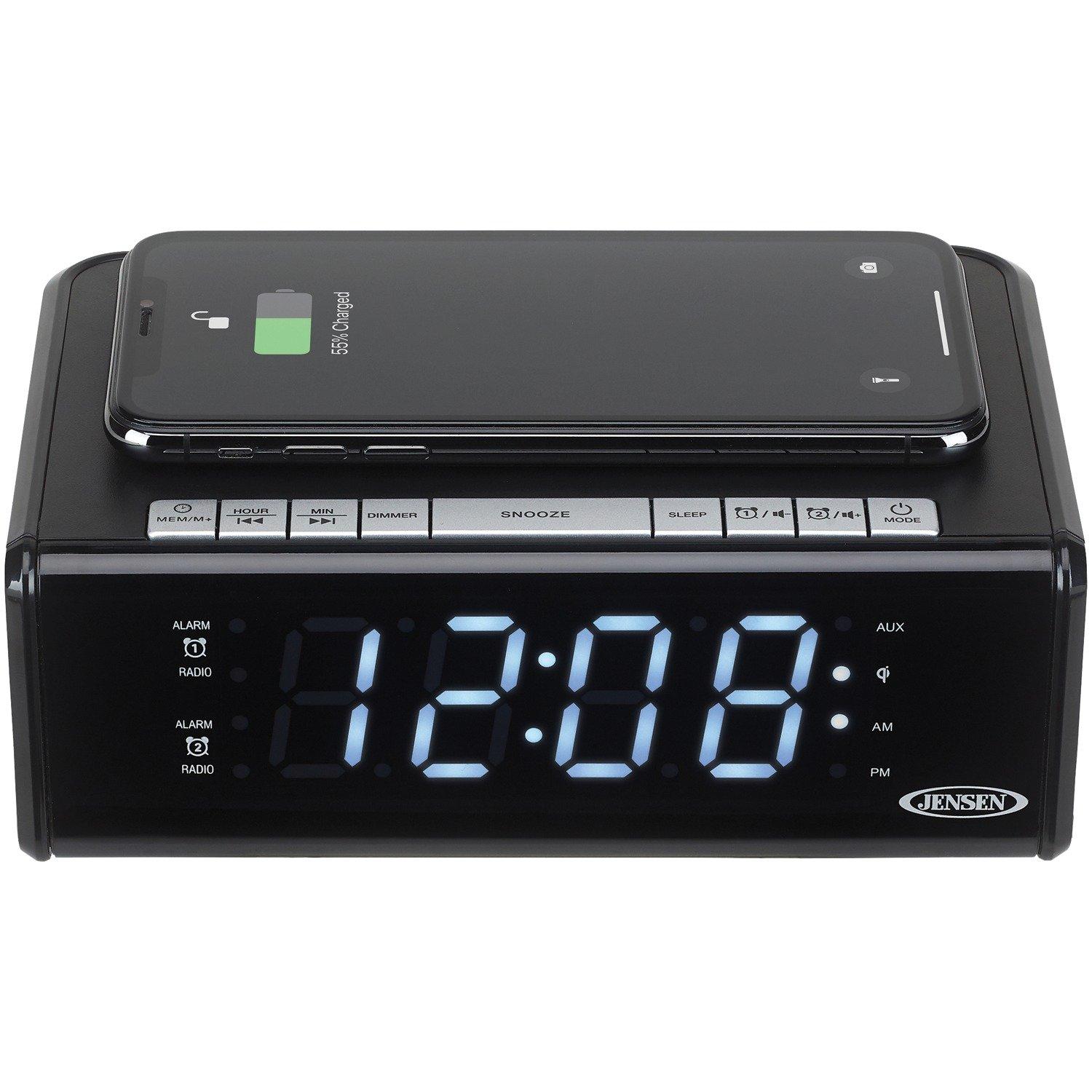 Jensen Dual Alarm Clock Radio With Wireless Qi Charging