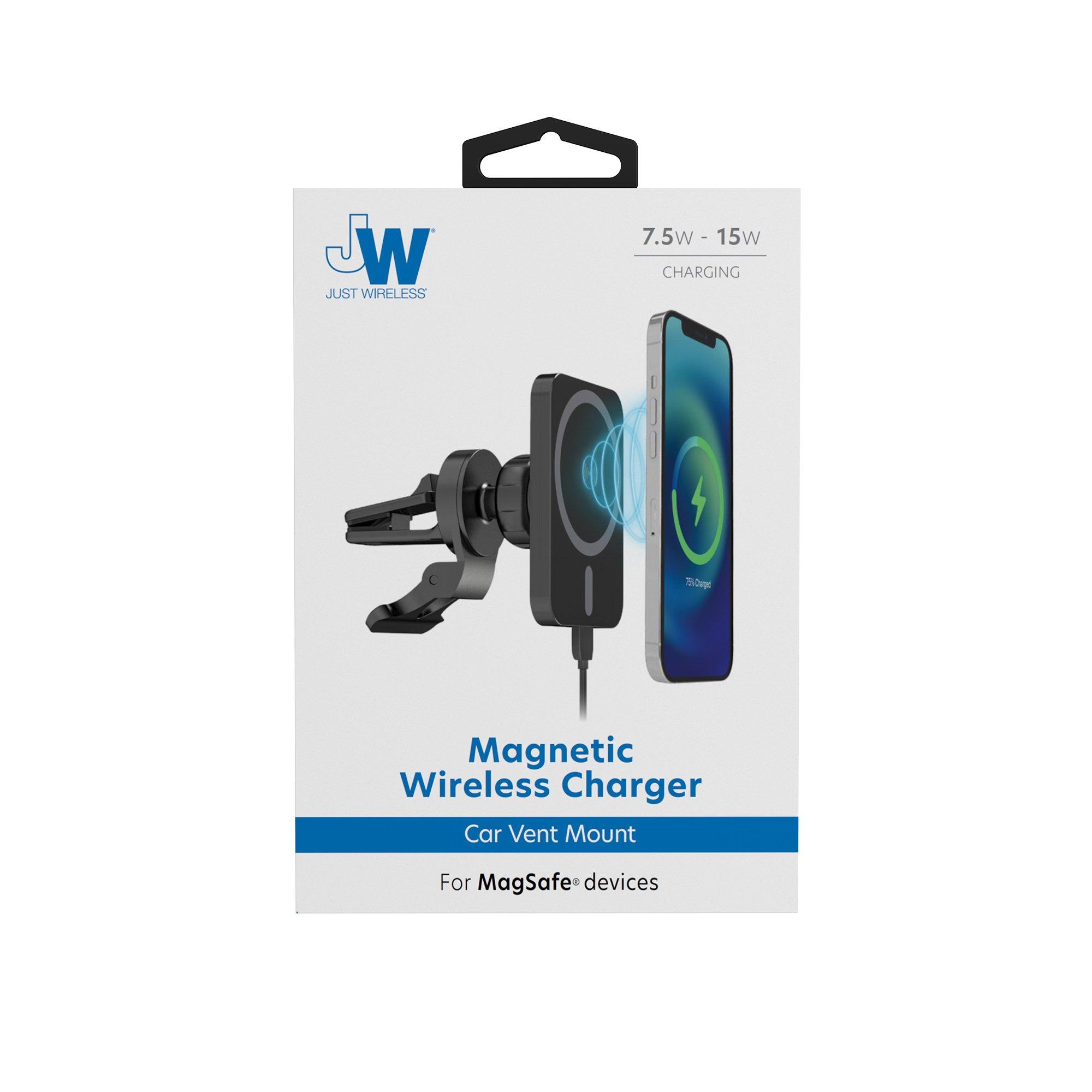 Just Wireless MagSafe Compatible Wireless Charging Magnetic Car Vent Mount Black