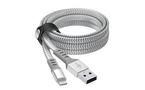 Just Wireless Lightning to USB Flat Braided 10-ft Cable With Strap Silver