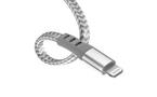 Just Wireless Lightning to USB Flat Braided 10-ft Cable With Strap Silver