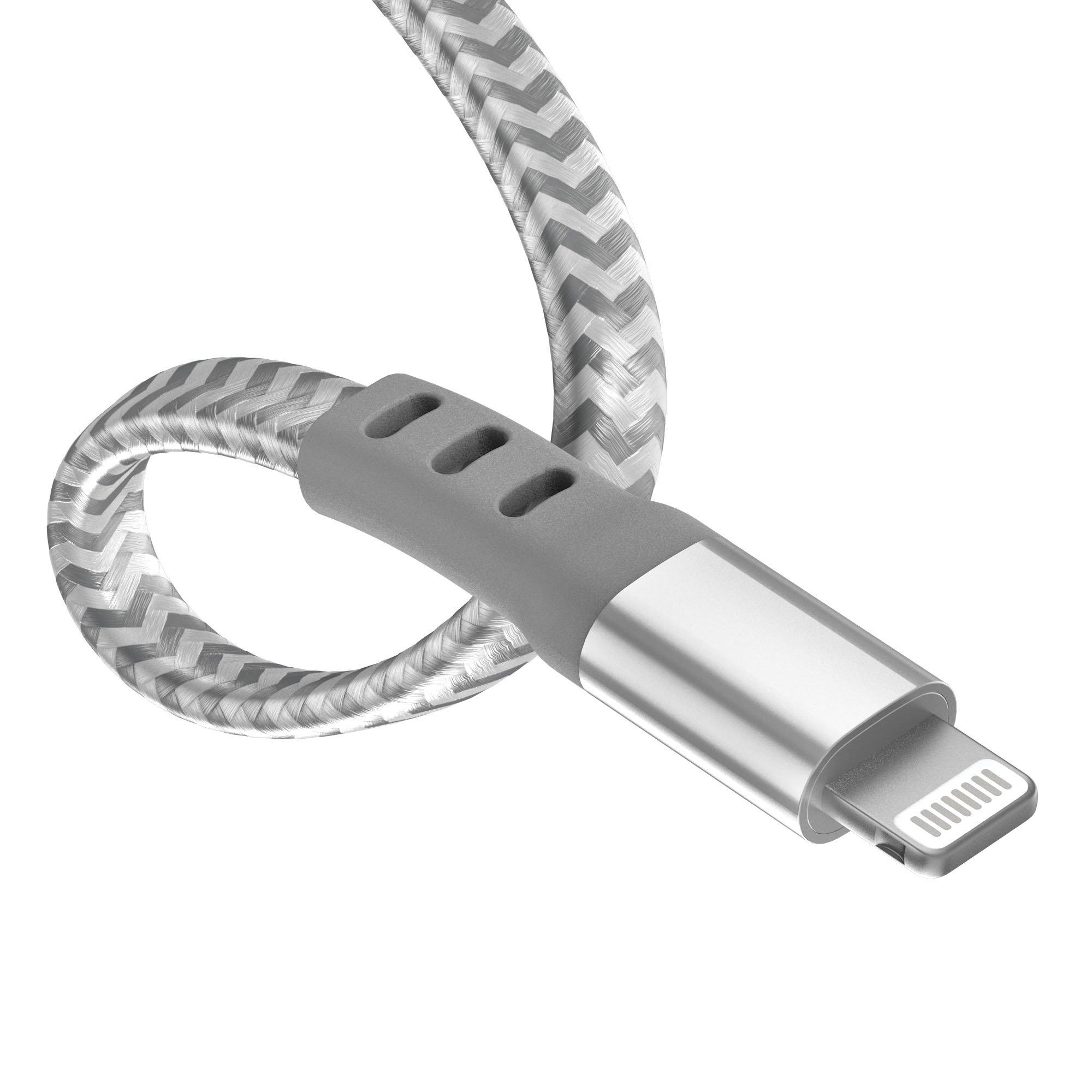 list item 2 of 5 Just Wireless Lightning to USB Flat Braided 10-ft Cable With Strap Silver