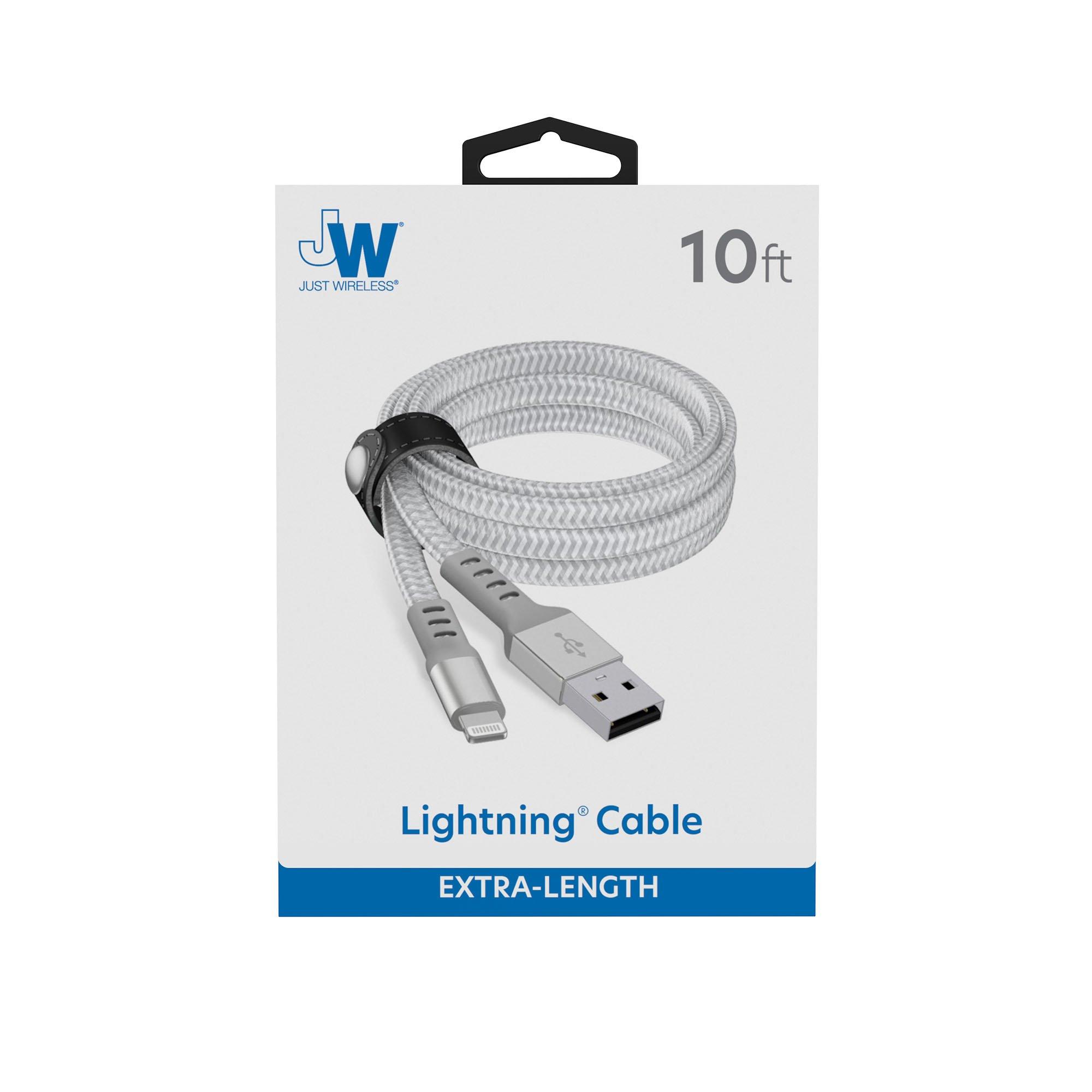 list item 4 of 5 Just Wireless Lightning to USB Flat Braided 10-ft Cable With Strap Silver