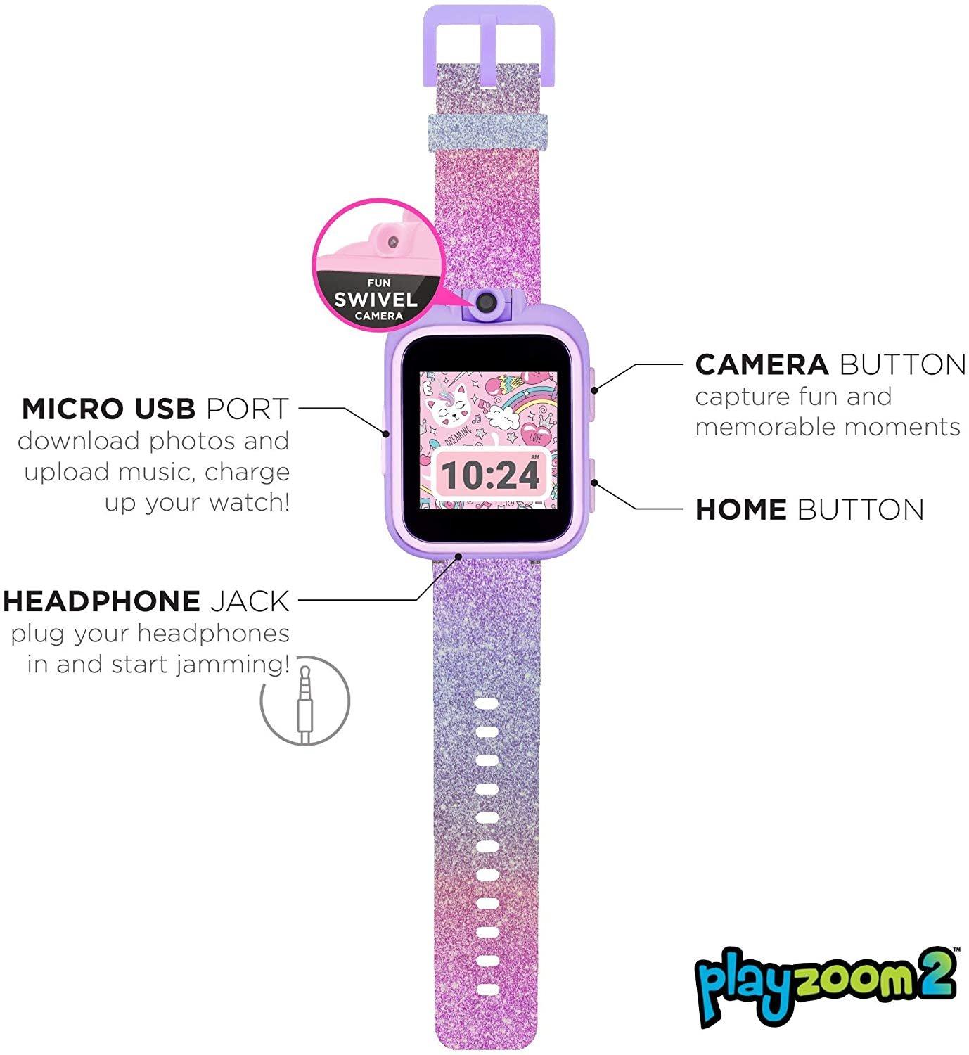 list item 2 of 7 playzoom 2 Kids Smartwatch with Swivel Camera Purple Glitter