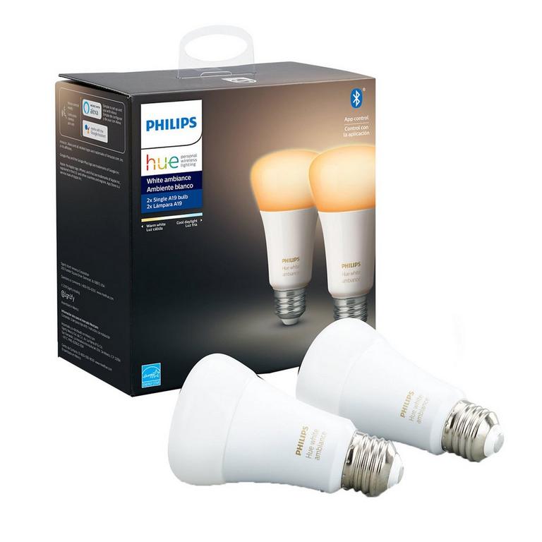 Philips Hue A19 White Ambiance Bluetooth LED Smart Bulb 2 Pack