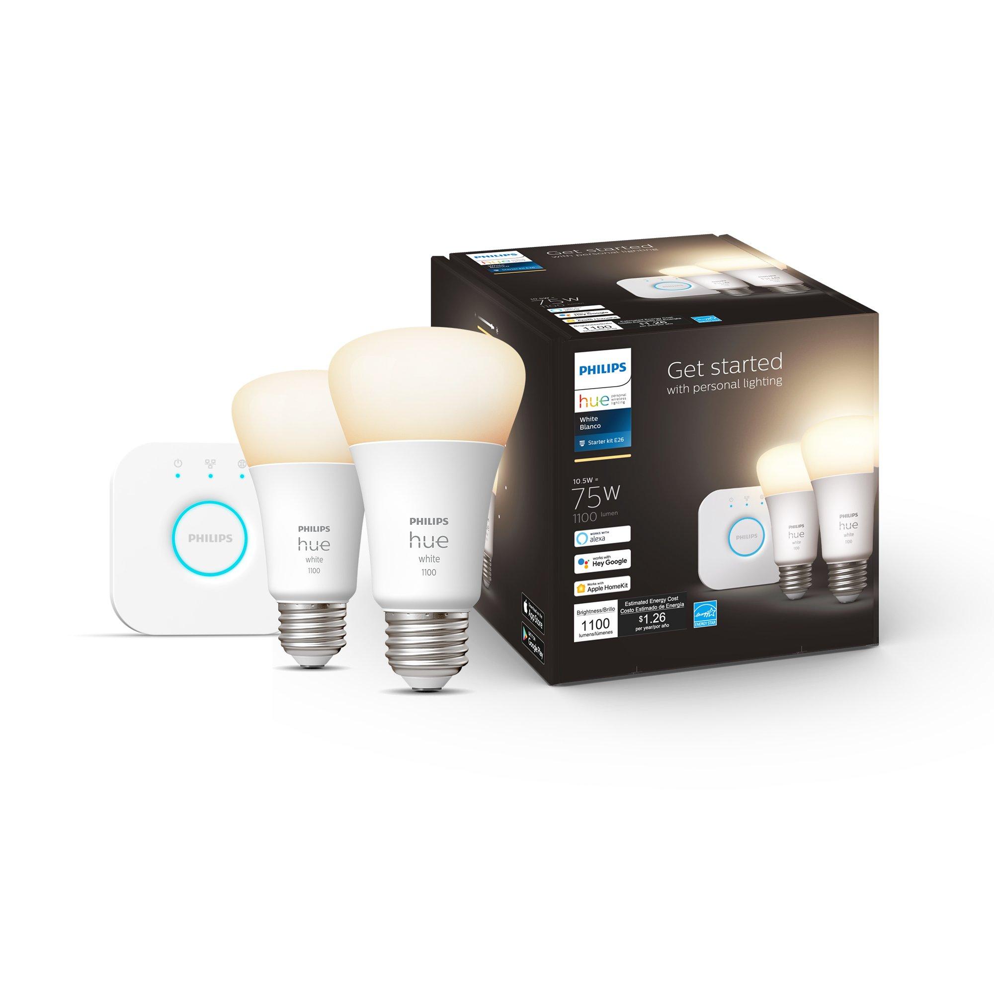 list item 3 of 7 Philips Hue E26 White Bluetooth LED Smart Bulb Starter Kit
