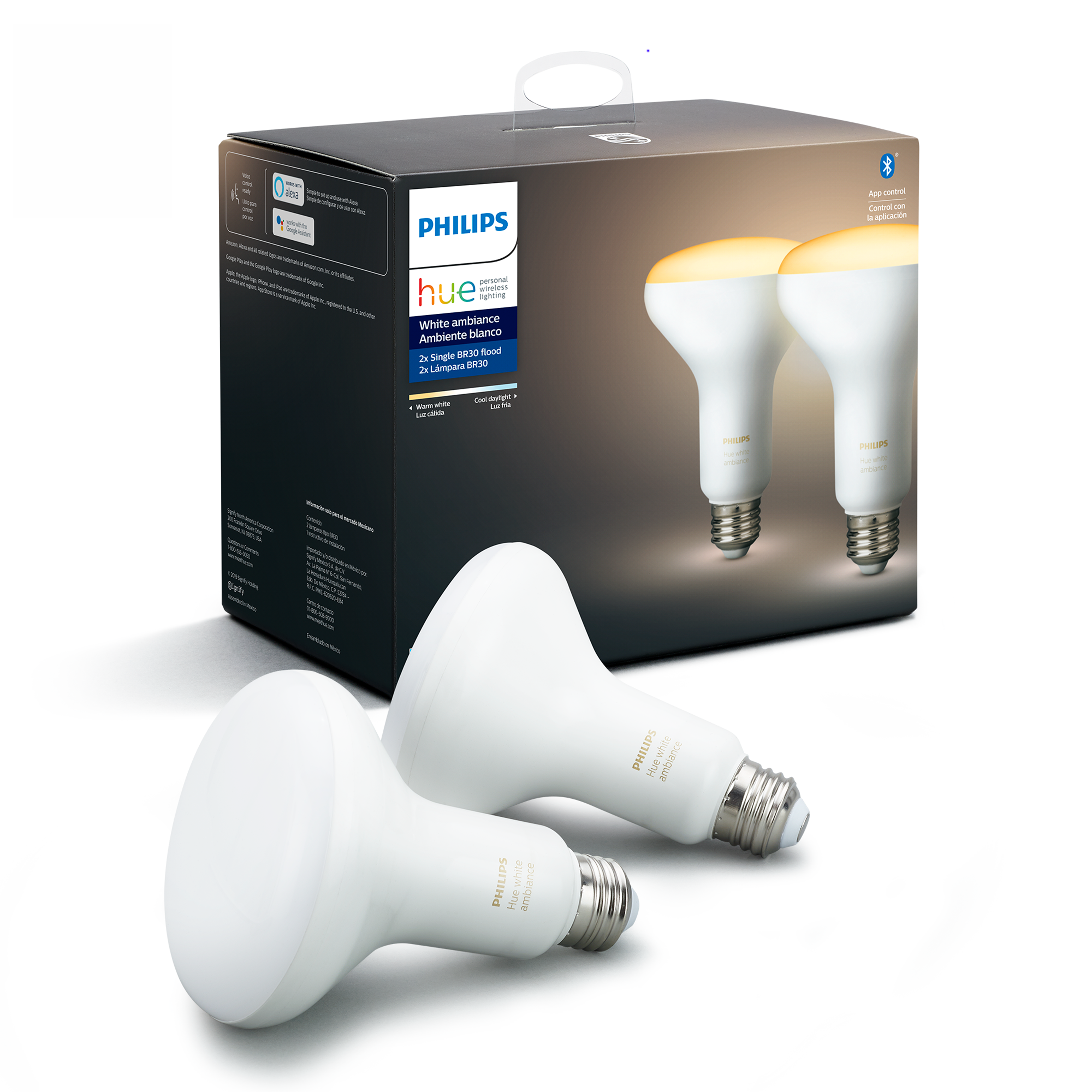 list item 1 of 6 Philips Hue BR30 White Ambiance Bluetooth LED Flood Light Smart Light Bulb 2 Pack