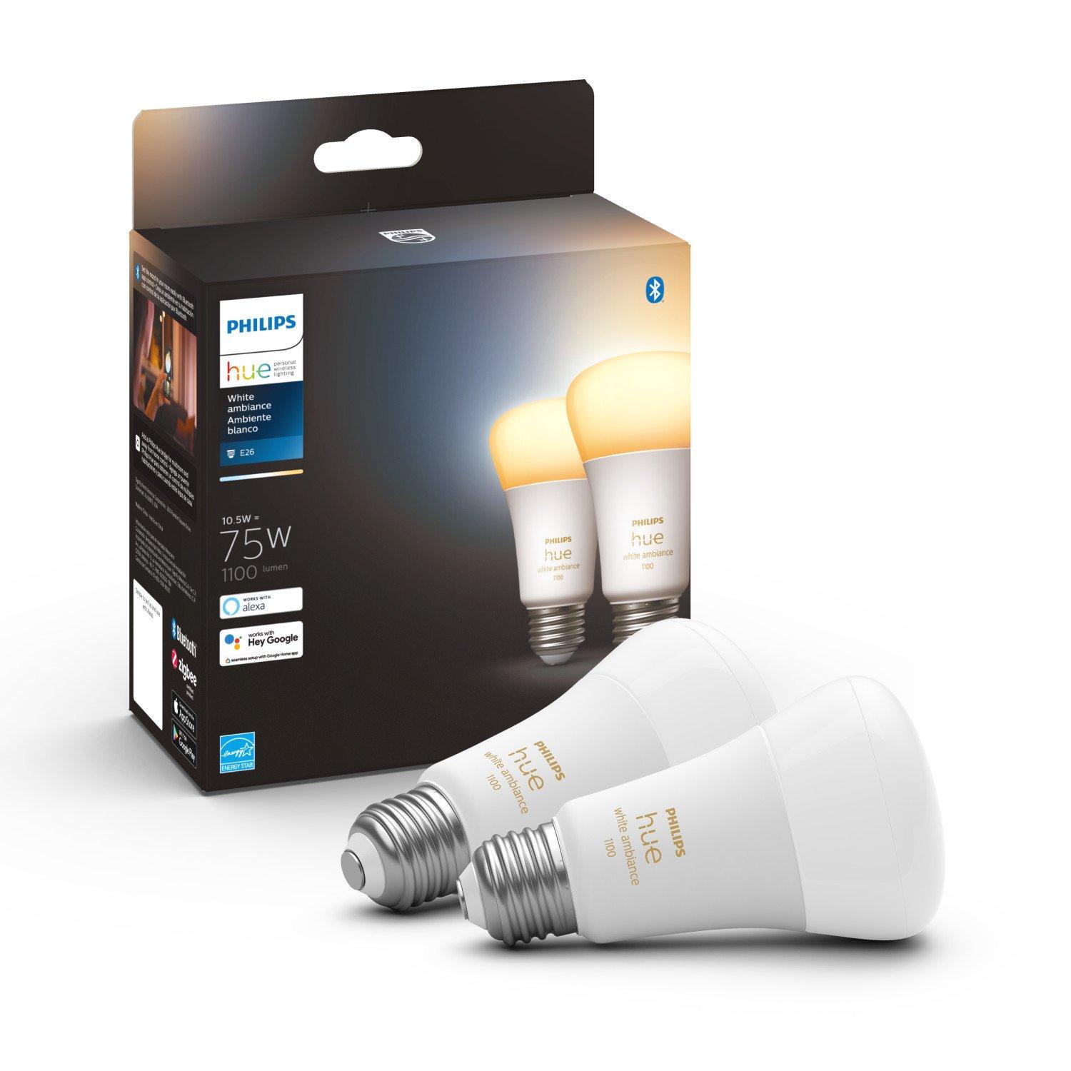 Assimilatie Ziekte oogsten Philips Hue E26 White Ambiance Bluetooth LED Smart Bulb 2 Pack | GameStop