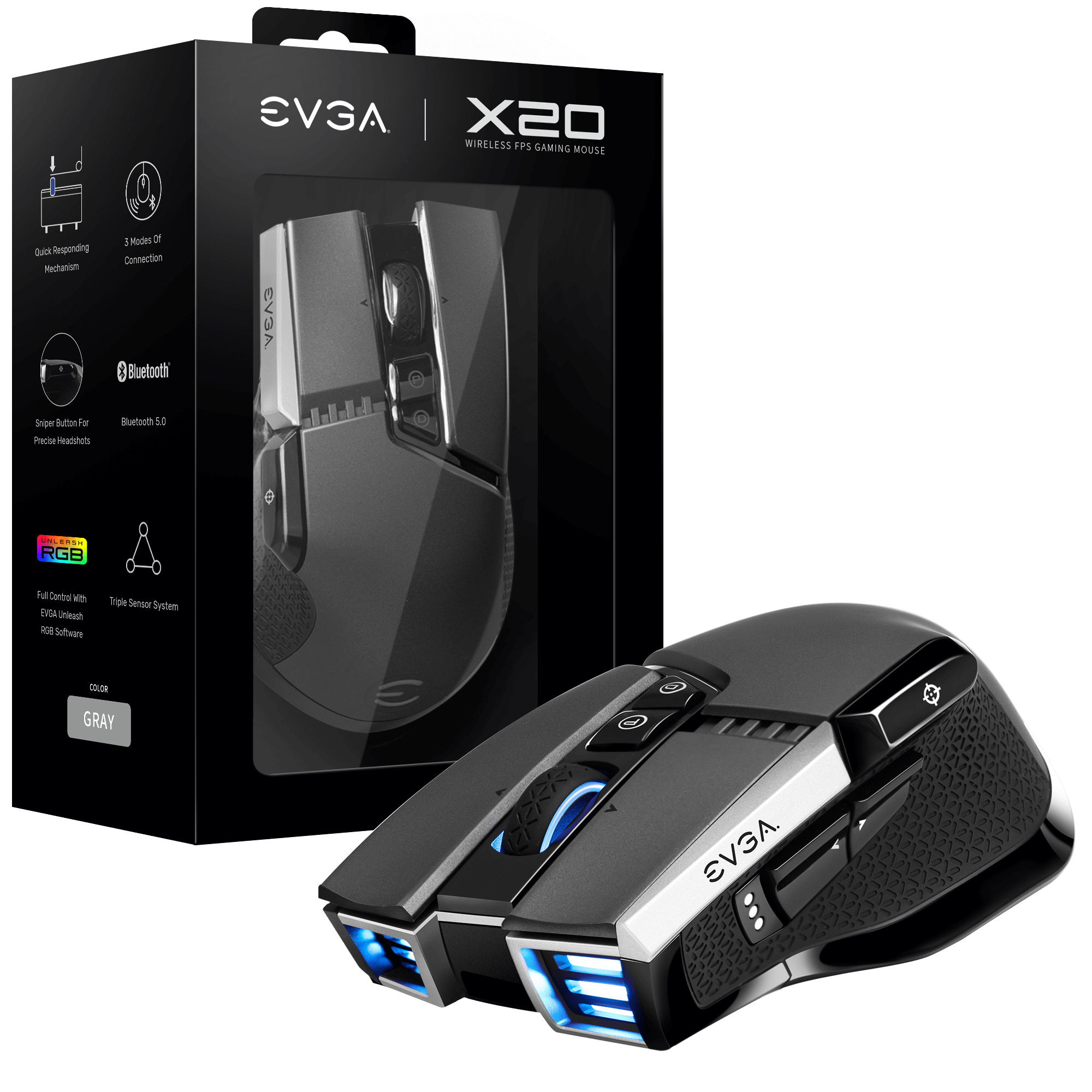 list item 1 of 1 EVGA X20 Wireless Gaming Mouse Black