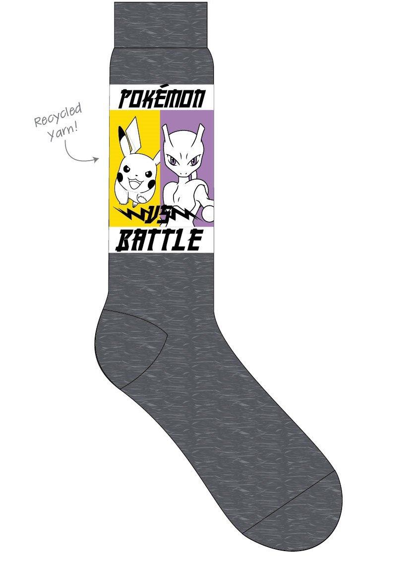 Pokemon Pikachu Vs Mewtwo Battle Recycled Yarn Crew Socks