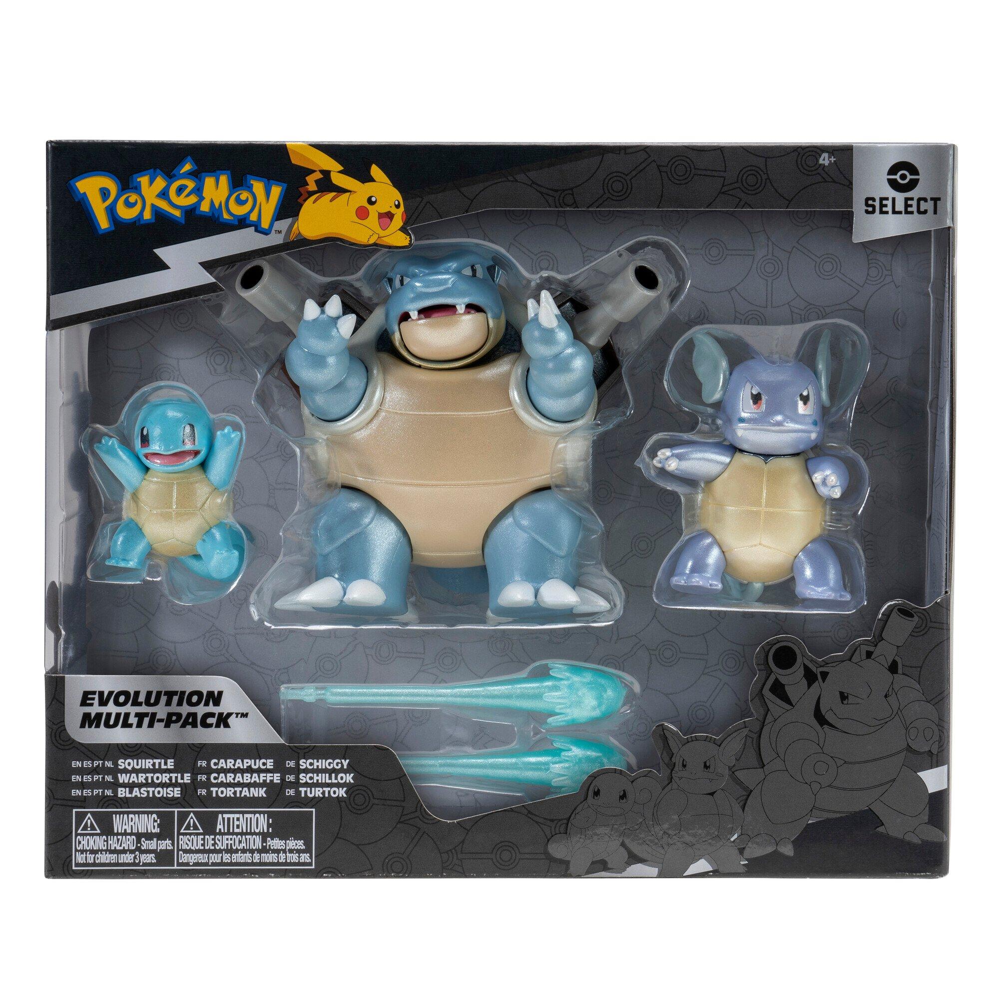 Jazwares Pokemon Select Evolution Action Figure 3-Pack - Squirtle,  Wartotle, Blastoise