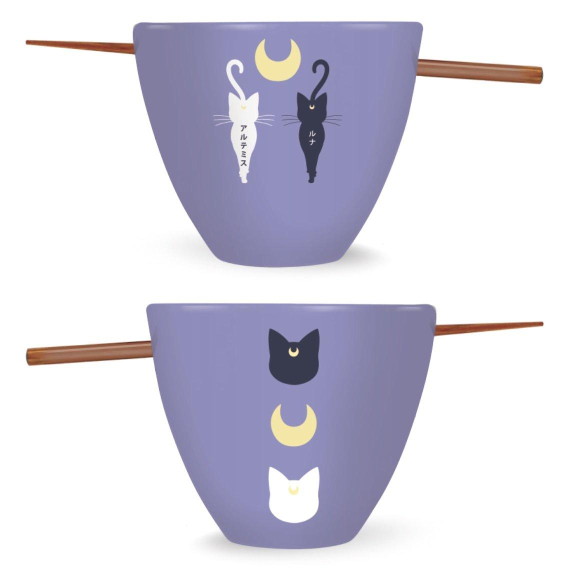 Sailor Moon Luna/Artemis Ramen Bowl with Chopsticks