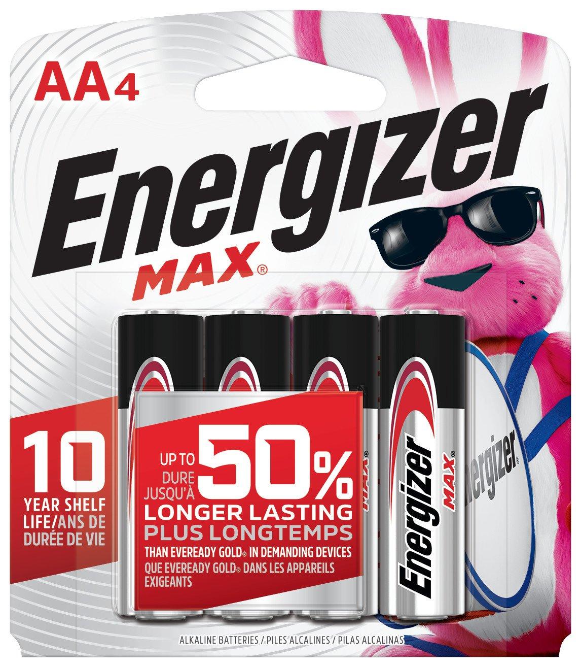 Energizer MAX Alkaline Batteries 4 Pack - AA