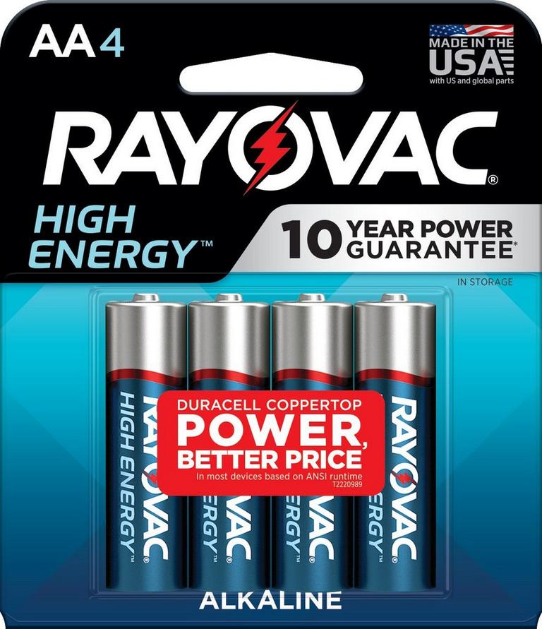 Rayovac High Energy Alkaline Batteries 4 Pack - AA