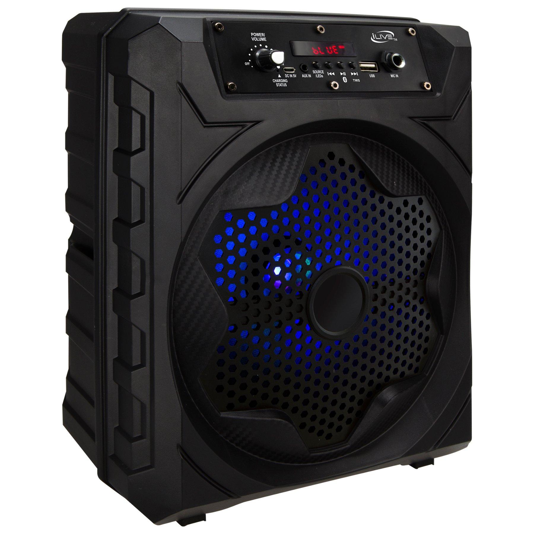 iLive Bluetooth Party Speaker with Microphone and LED light effects