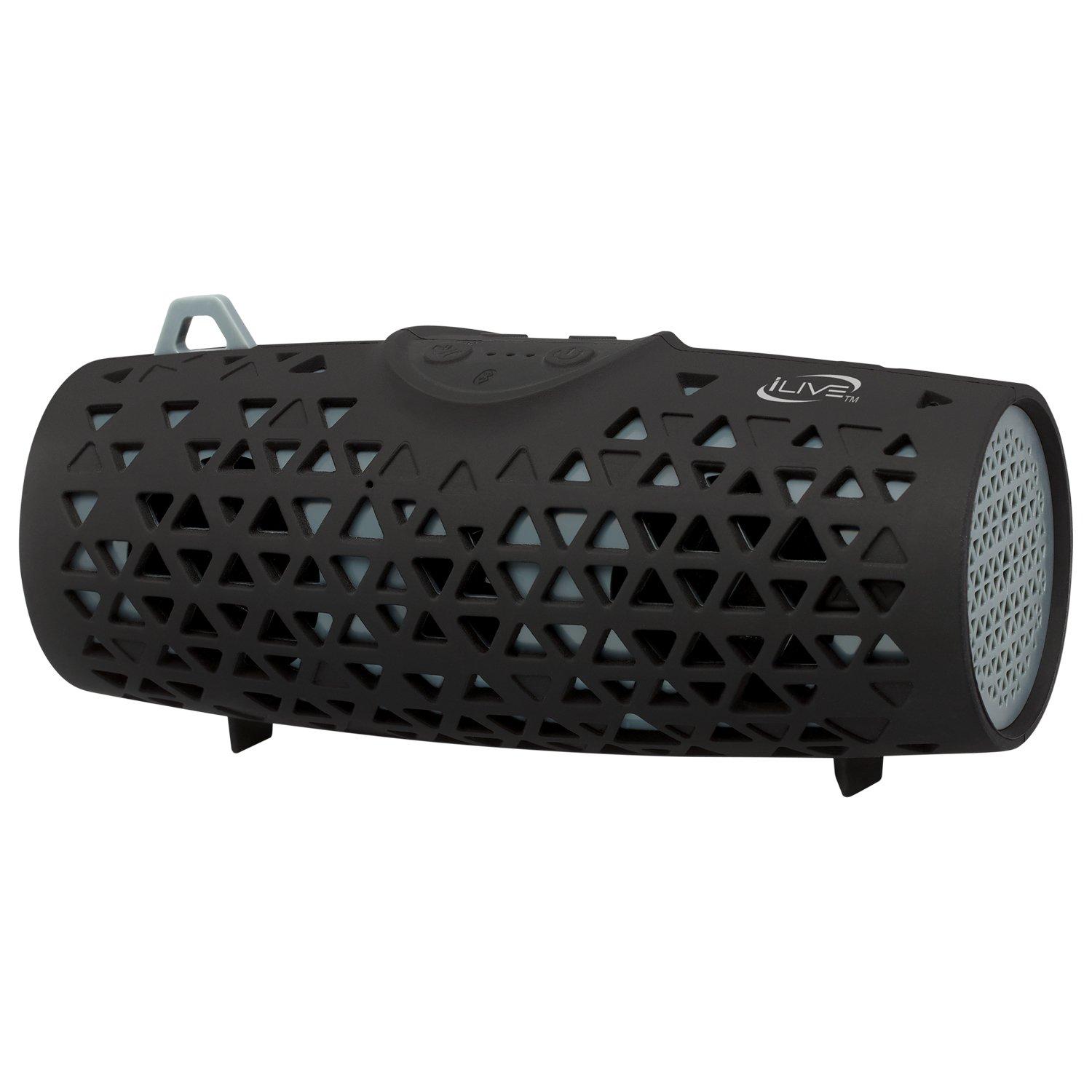 list item 1 of 5 iLive Rugged Portable Bluetooth Waterproof Speaker, Black/Grey