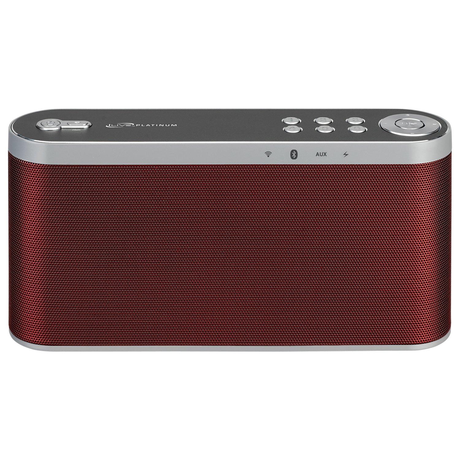 iLive Platinum WiFi Bluetooth Speaker with Charging Base, Red