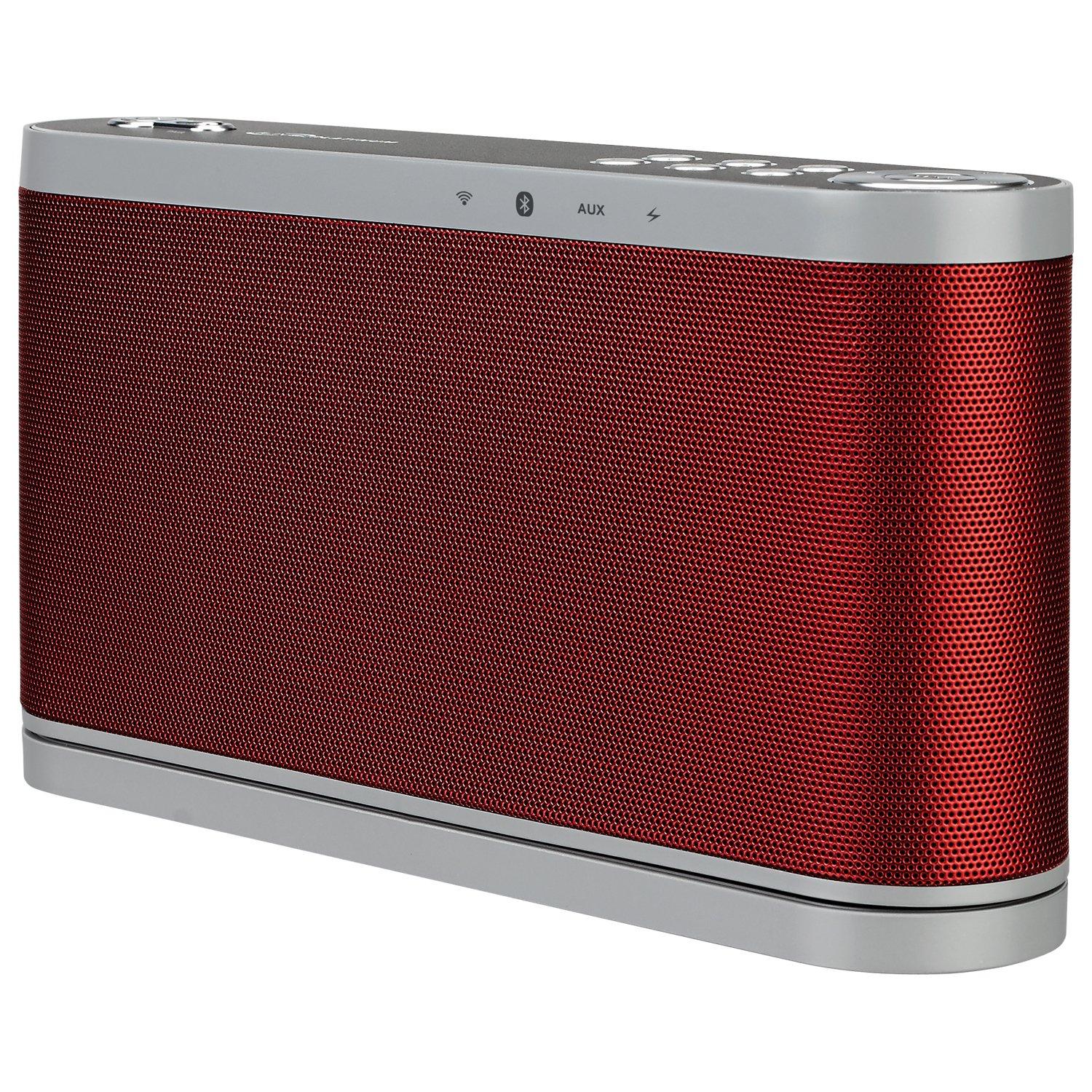 iLive Platinum WiFi Bluetooth Speaker with Charging Base, Red