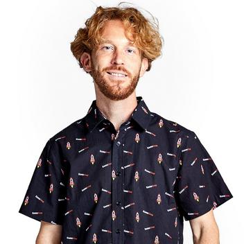 GameStop Rocket Unisex Button Up Short-Sleeve Shirt