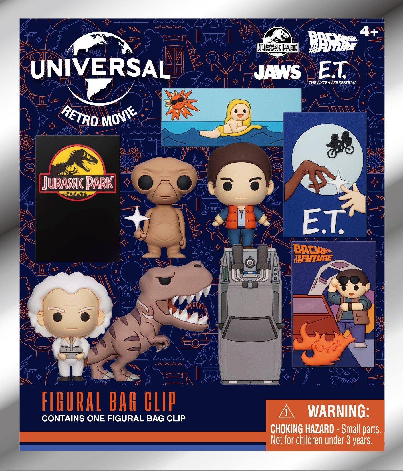 Universal Retro Movies E.T. the Extra-Terrestrial, Back to the Future,  Jaws, Jurassic Park 3D Foam Bag Clip Blind Bag | GameStop