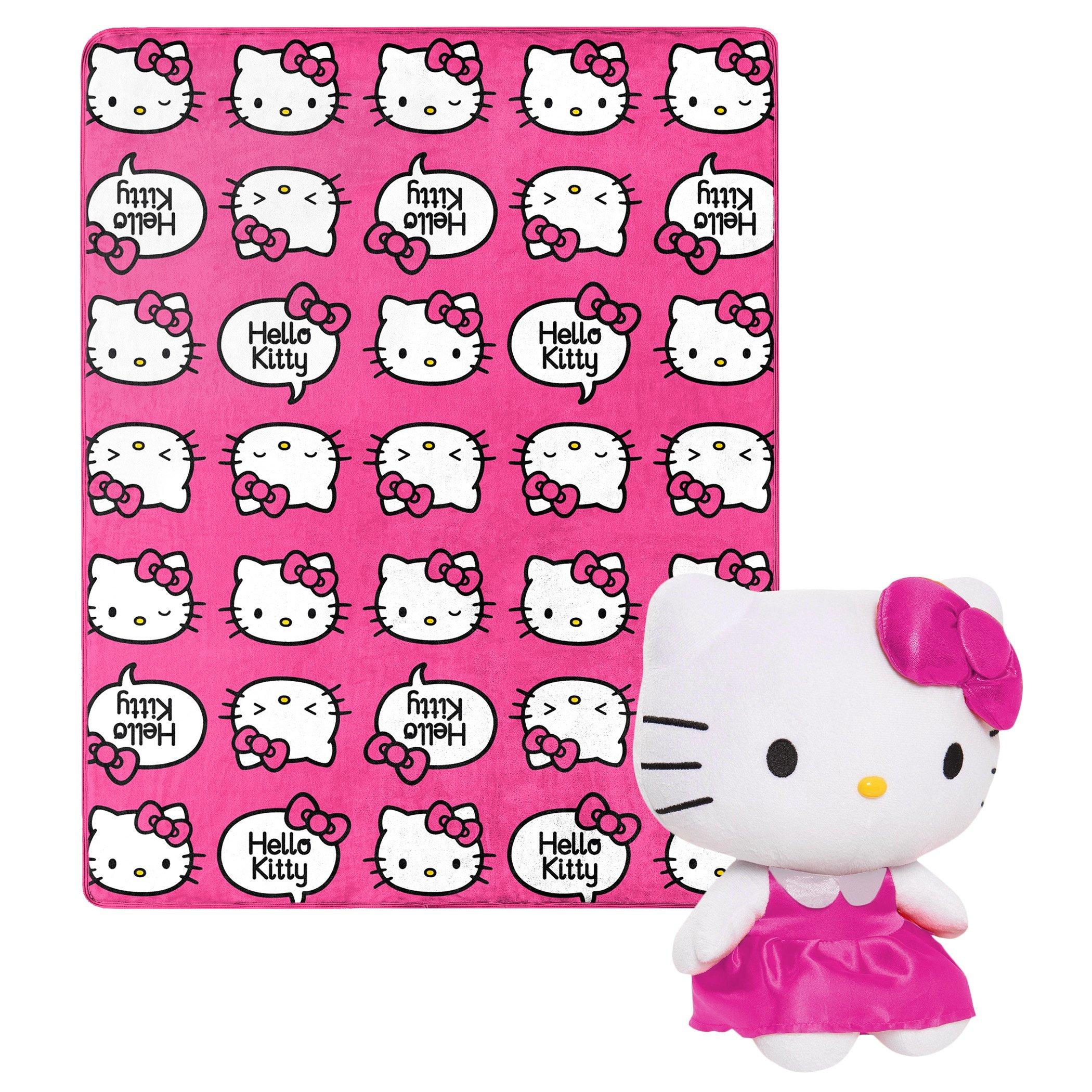 TheNorthwest Hello Kitty Pink Kitty Pride Hugger Pillow and Silk Throw Blanket 40x50