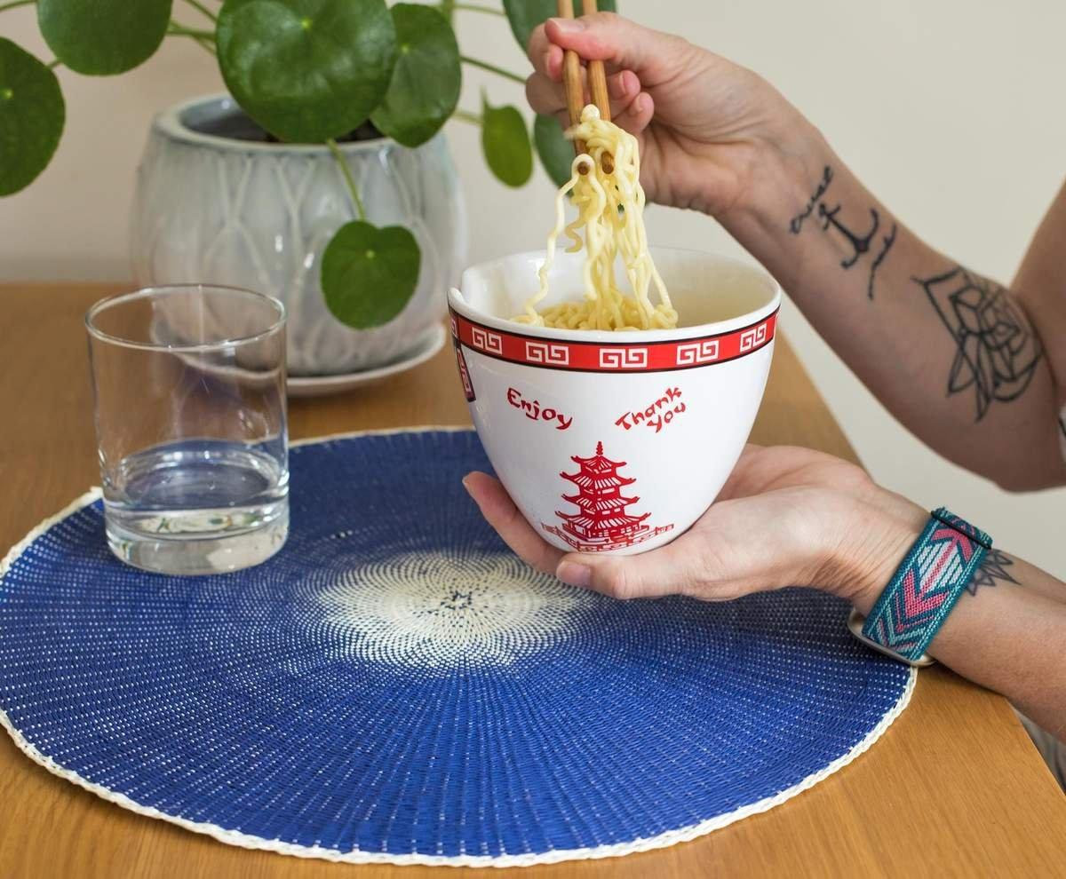 Bowl Bop Chinese Takeout Box Ramen Bowl with Chopsticks