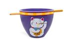 Bowl Bop Lucky Cat Ramen Bowl with Chopsticks