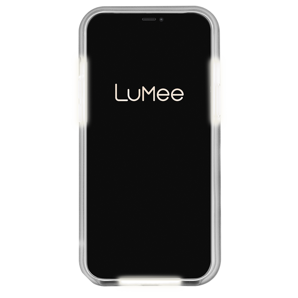 LuMee Halo Selfie Light Case for iPhone 12 Pro Max Rose Gold White Marble